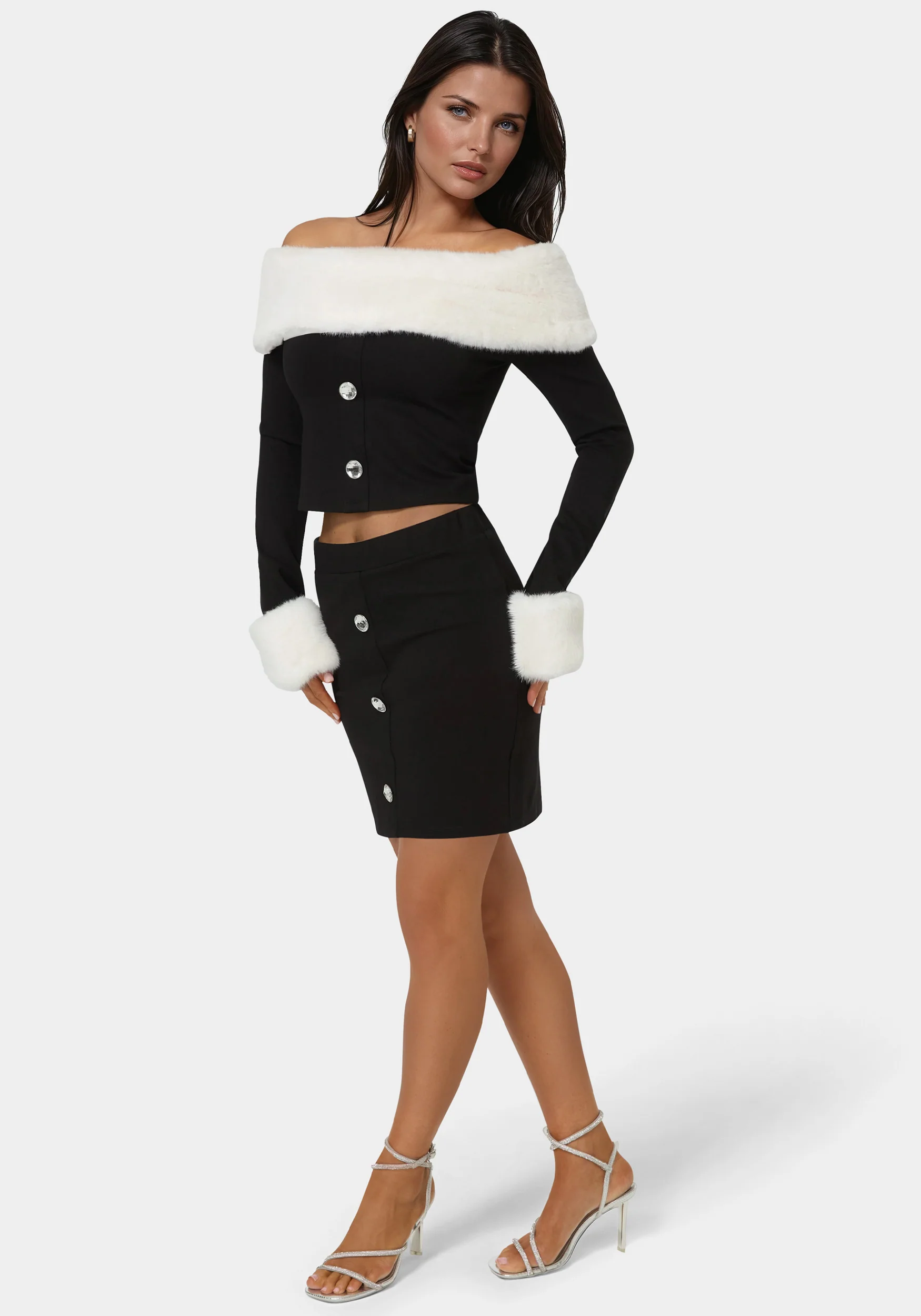 Off Shoulder Removable Faux Fur Set - Image 4