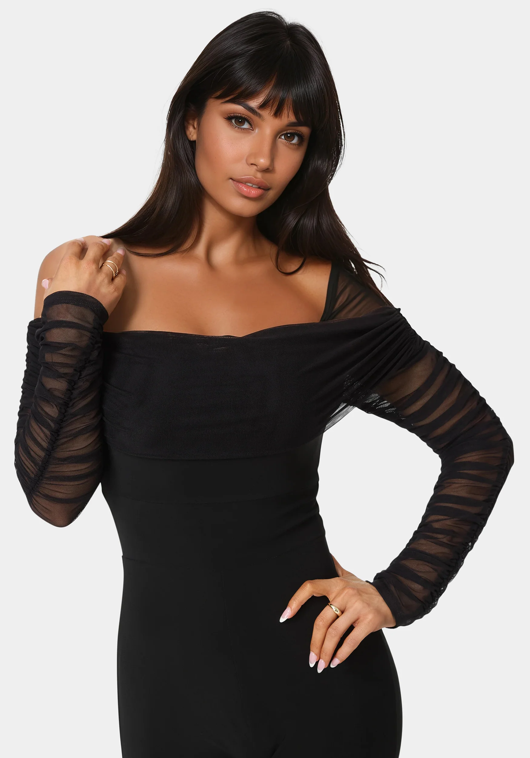 Off Shoulder Ruched Jumpsuit - Image 3