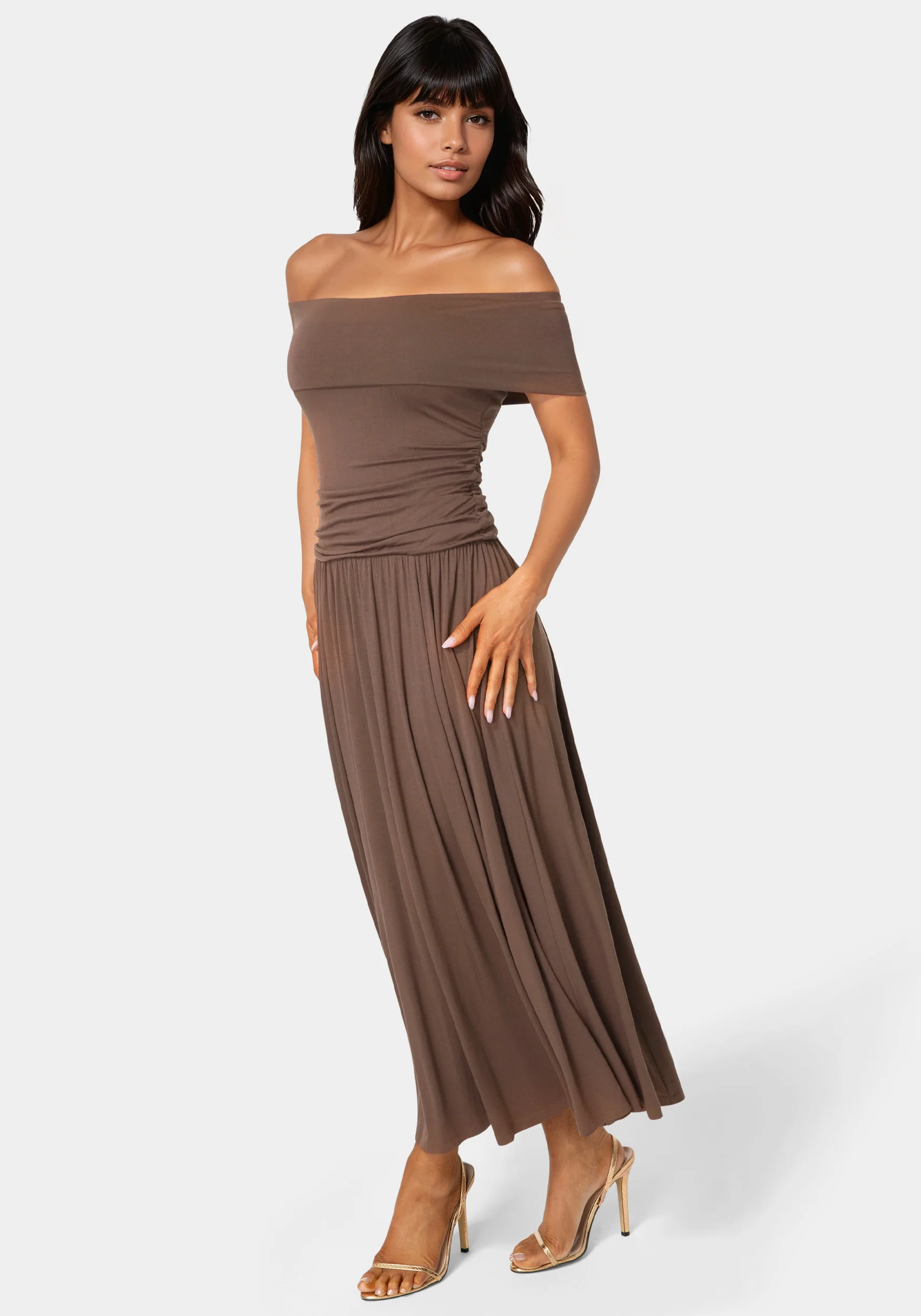 Off the Shoulder Drop Waist Maxi Dress - Image 2