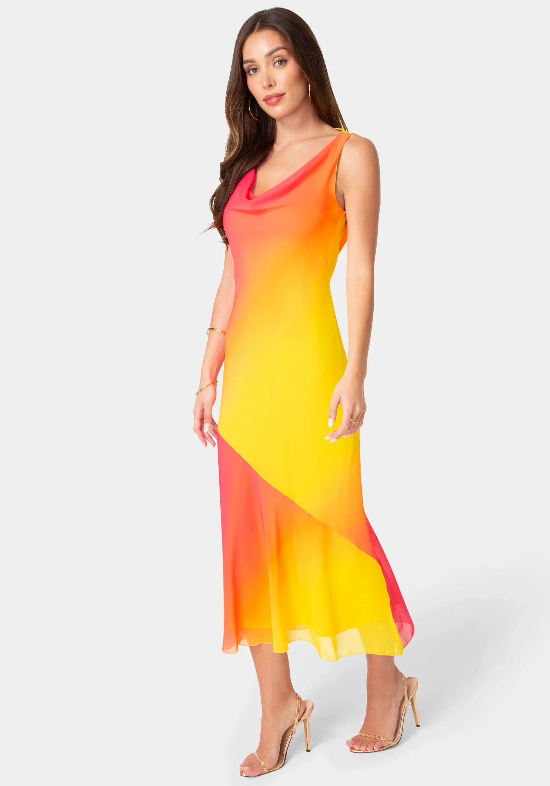 Ombre Chiffon Cowl Maxi Dress - Image 2