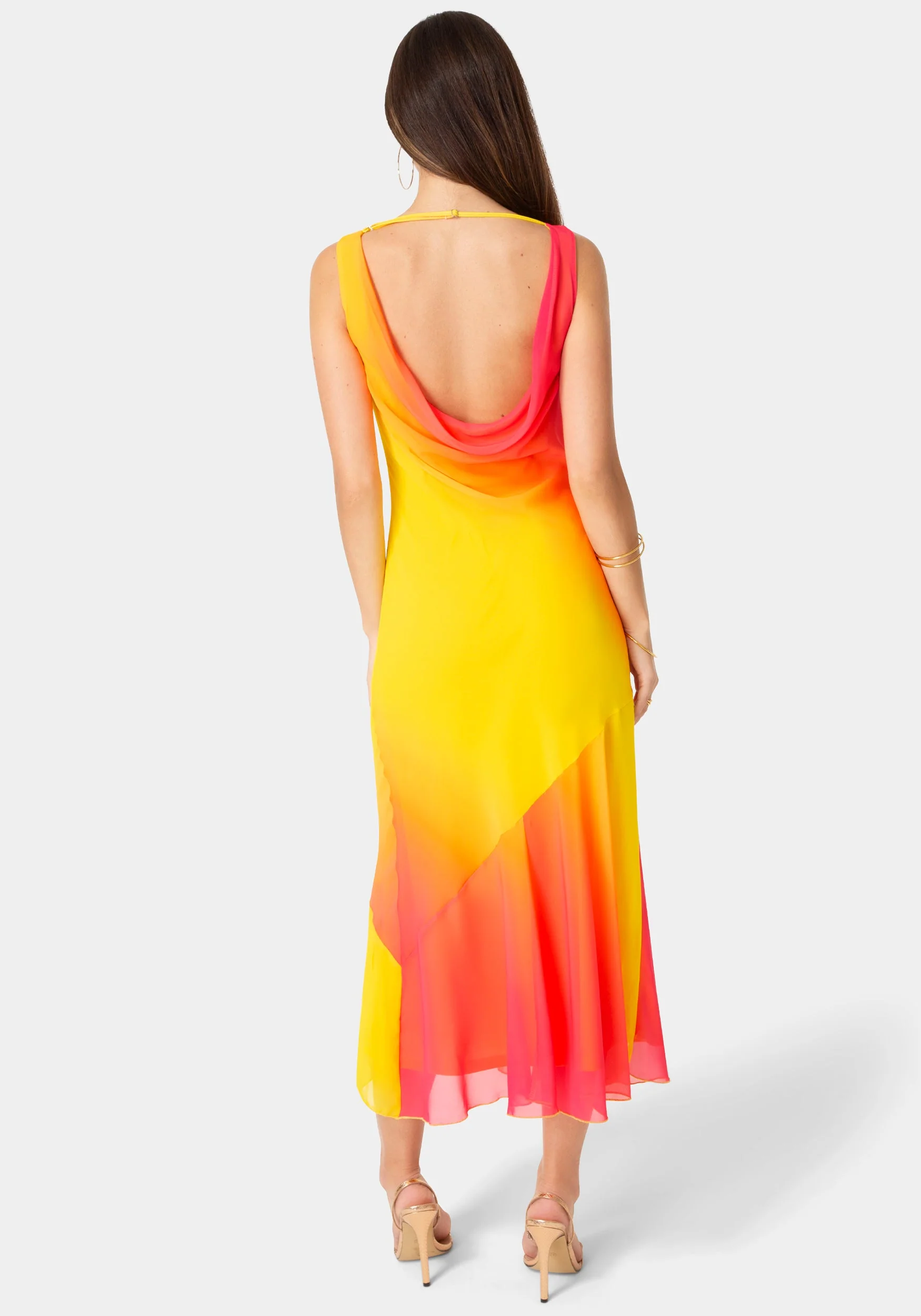Ombre Chiffon Cowl Maxi Dress - Image 3