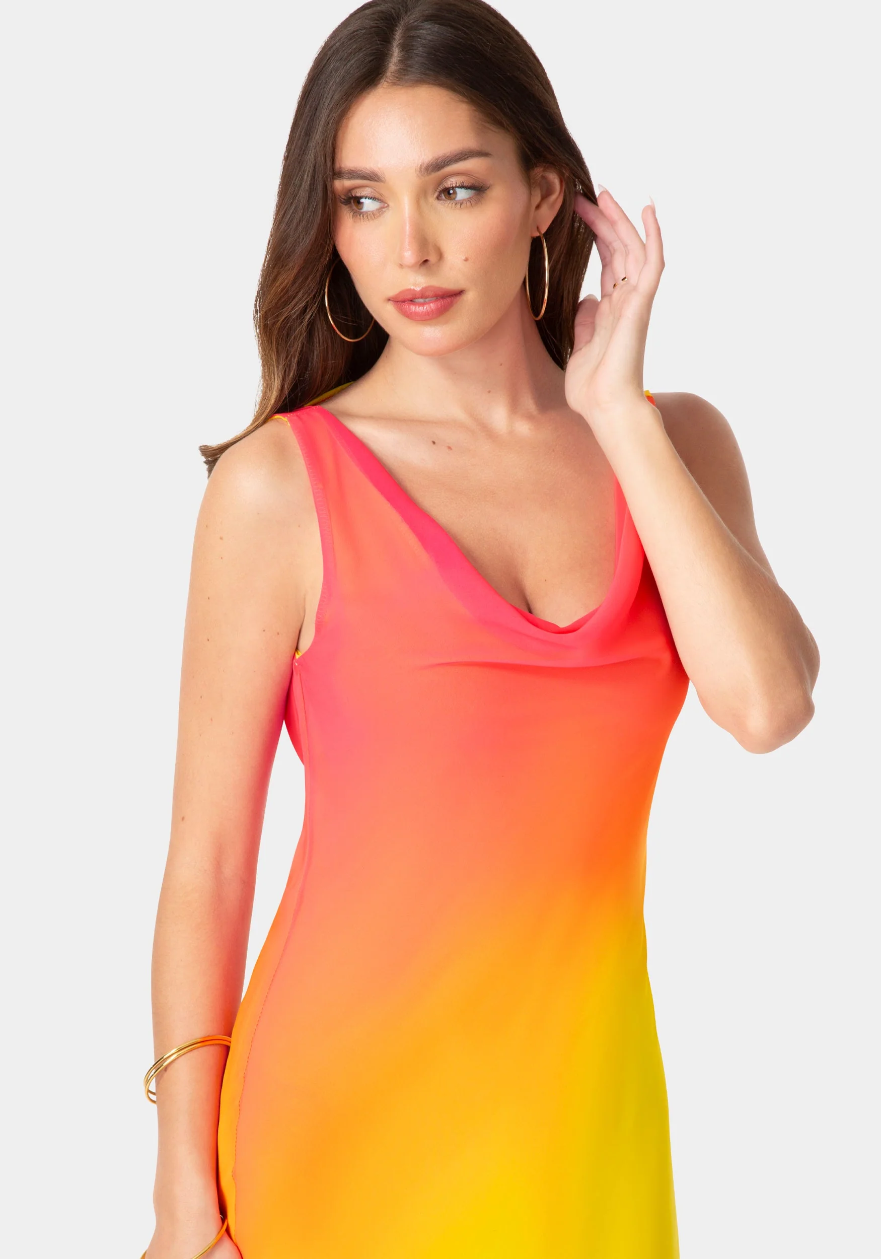 Ombre Chiffon Cowl Maxi Dress - Image 4