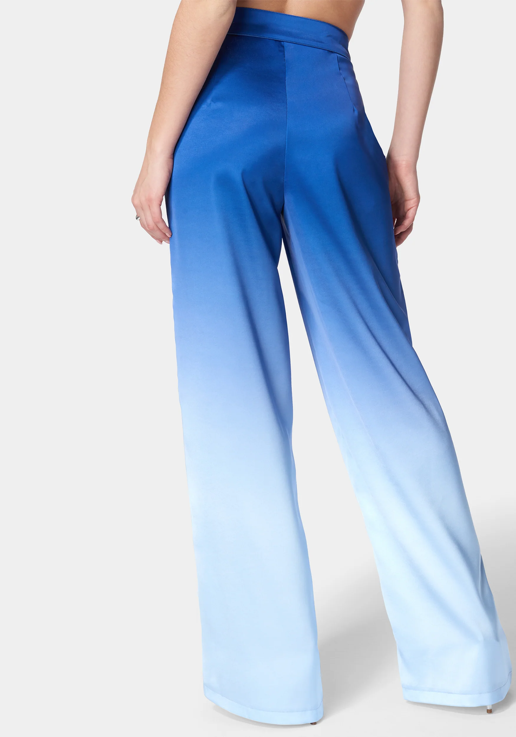 Ombre Satin High Waist Belted Palazzo Pant - Image 3