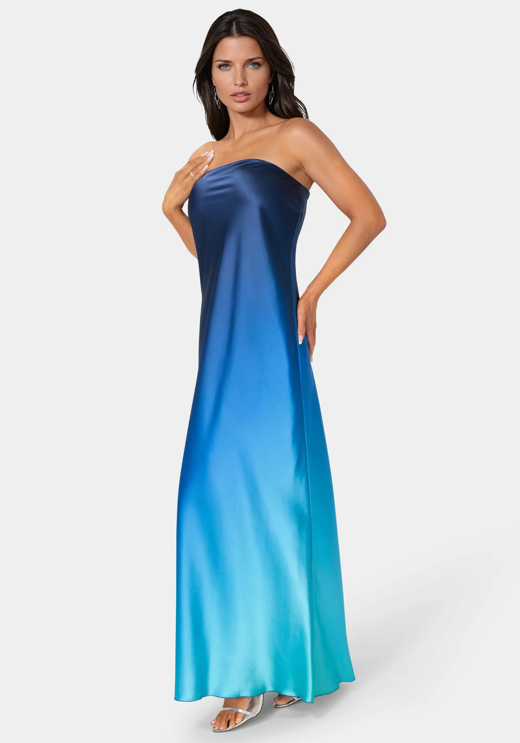 Ombre Satin Strapless Maxi Dress - Image 2