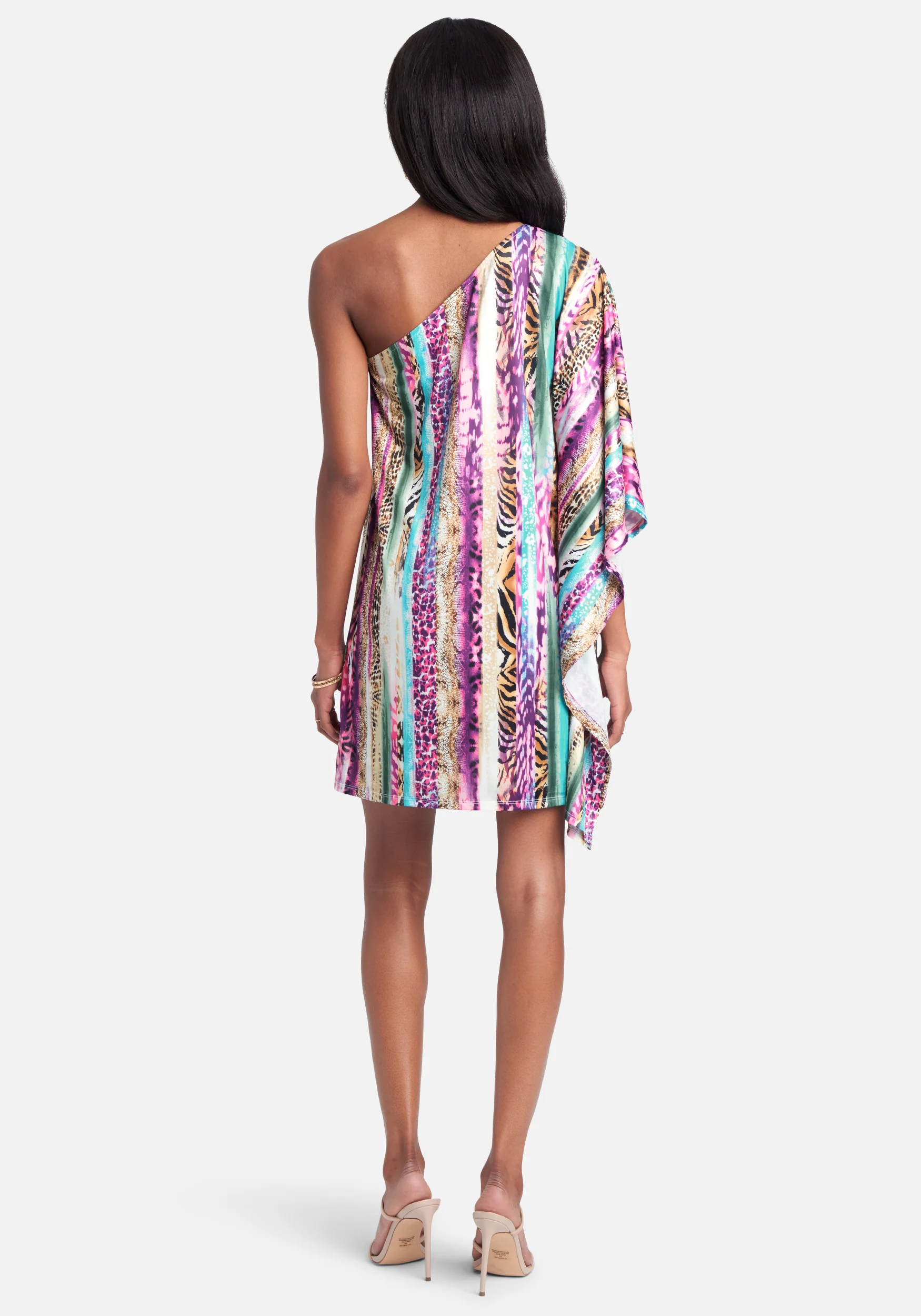 One Shoulder Printed Flowy Dress - Image 3