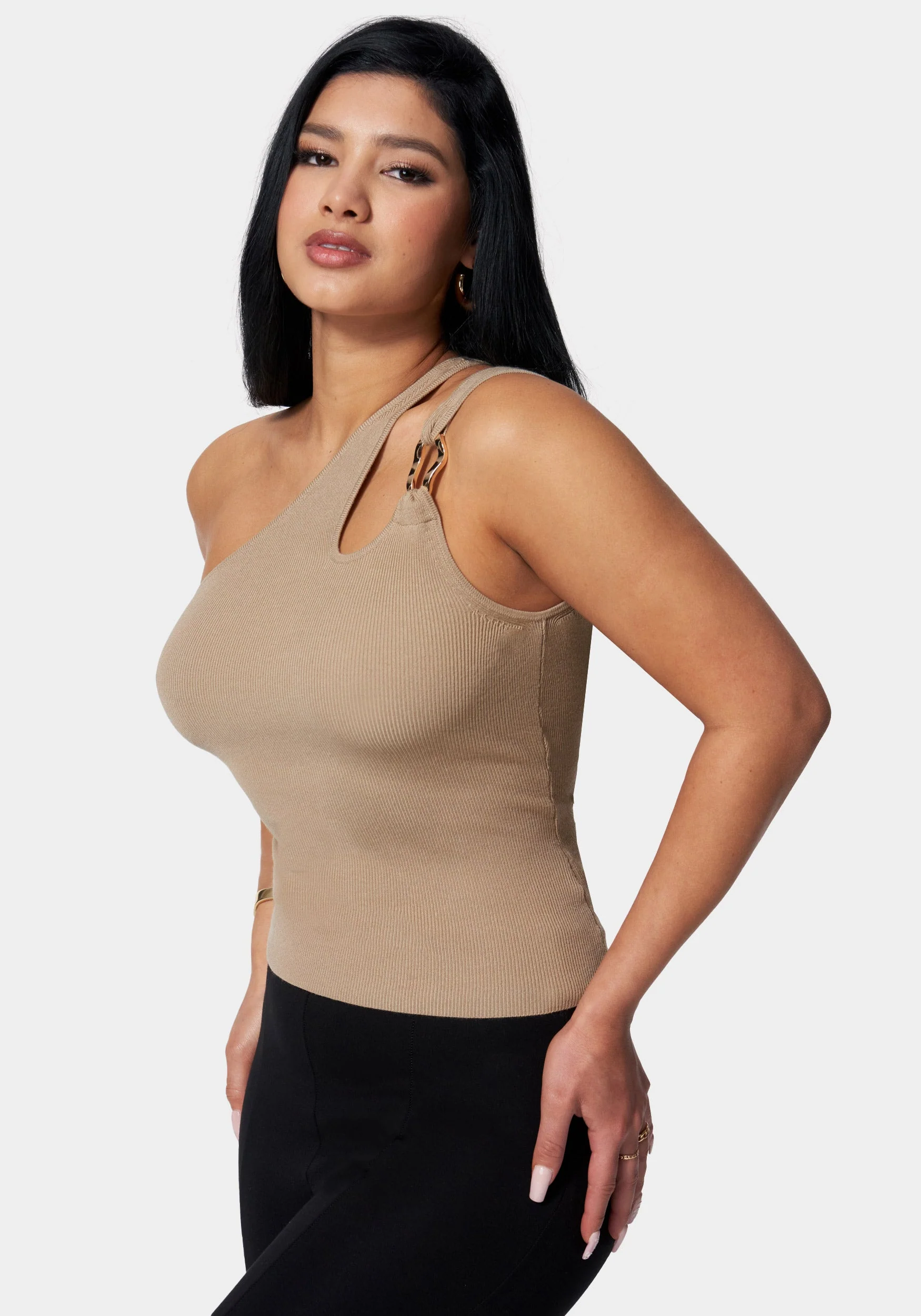 One Shoulder Ring Detail Sweater - Image 2