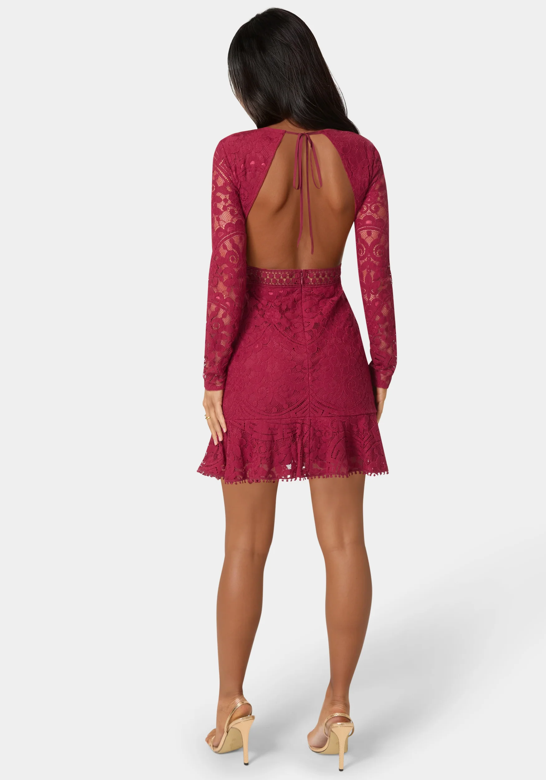 Open Back Lace Mini Dress - Image 3