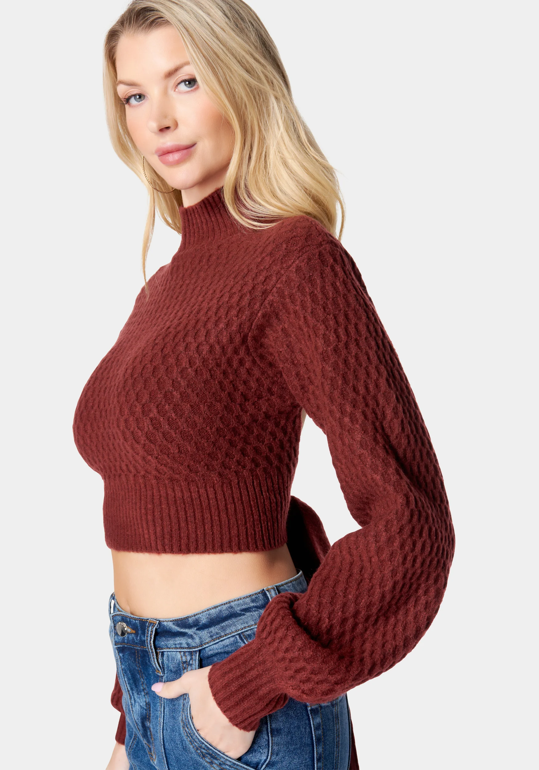 Open Back Mock Neck Sweater - Image 3