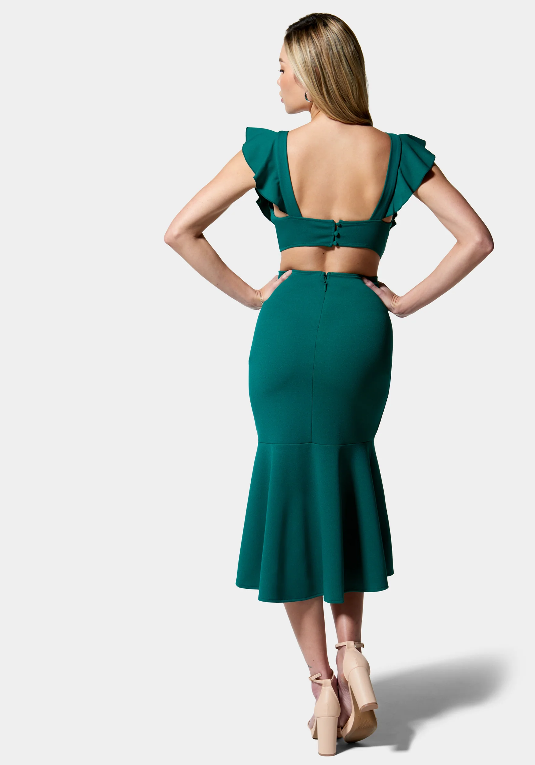 Open Back Ruffle Midi Dress - Image 2