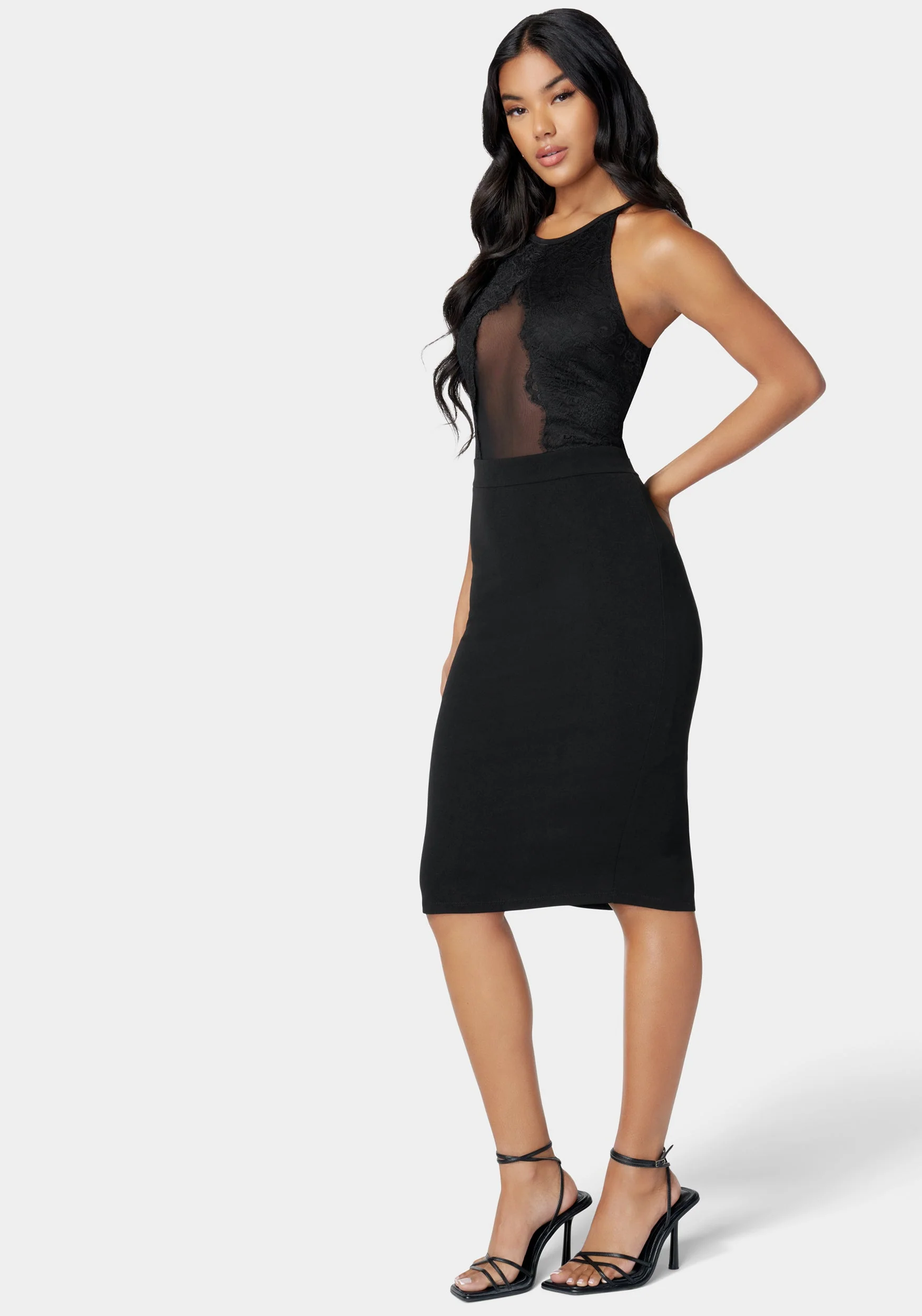 Peekaboo Lace Knit Pencil Dress - Image 2