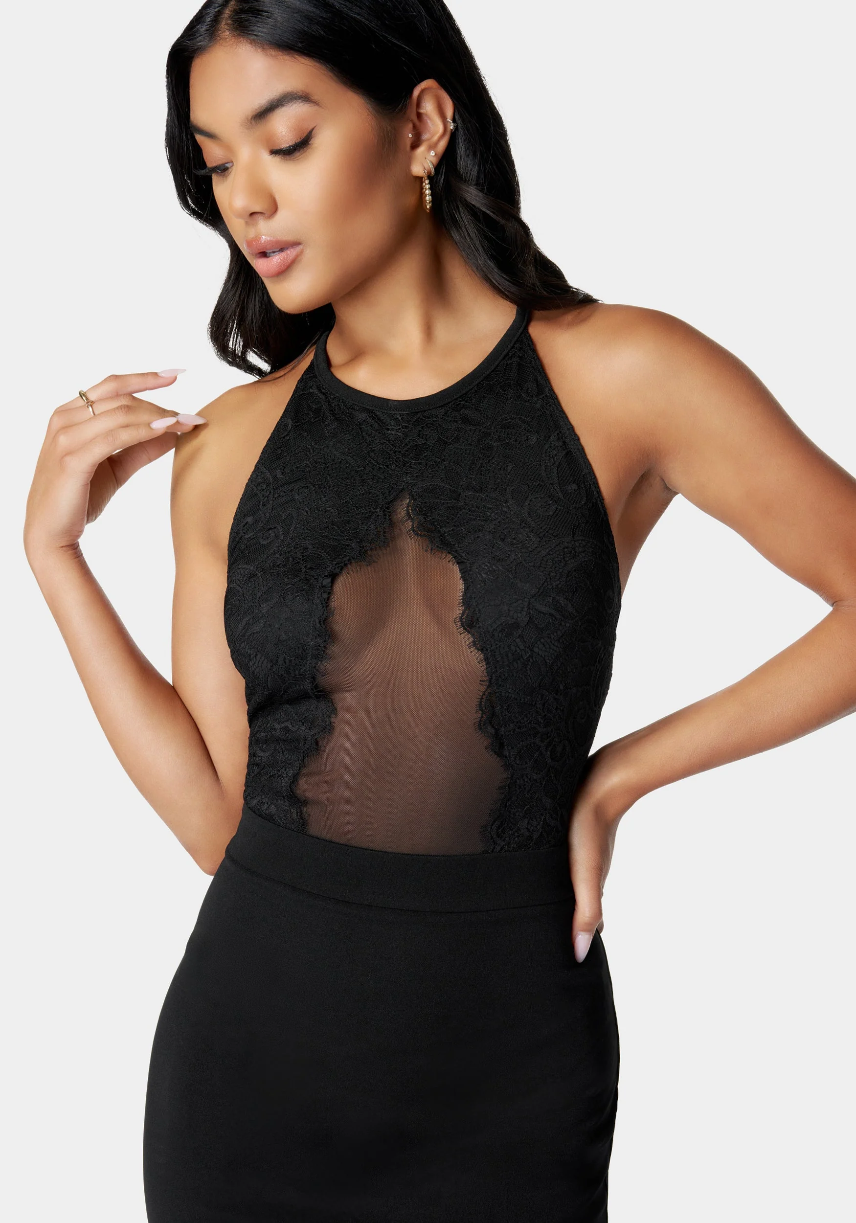 Peekaboo Lace Knit Pencil Dress - Image 4
