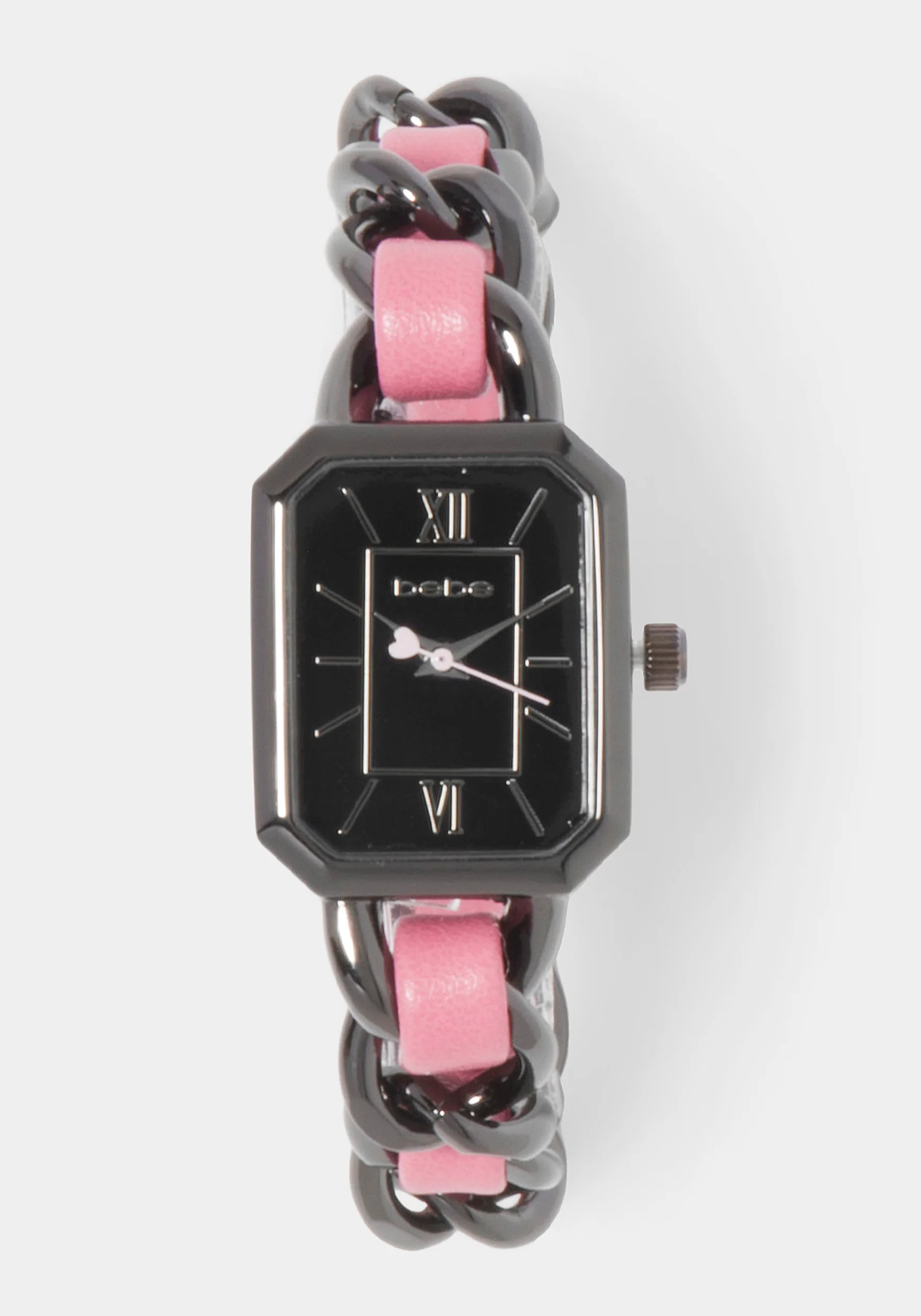 Pink Strap and Gun Metal Chain Link Bracelet Watch - Image 2