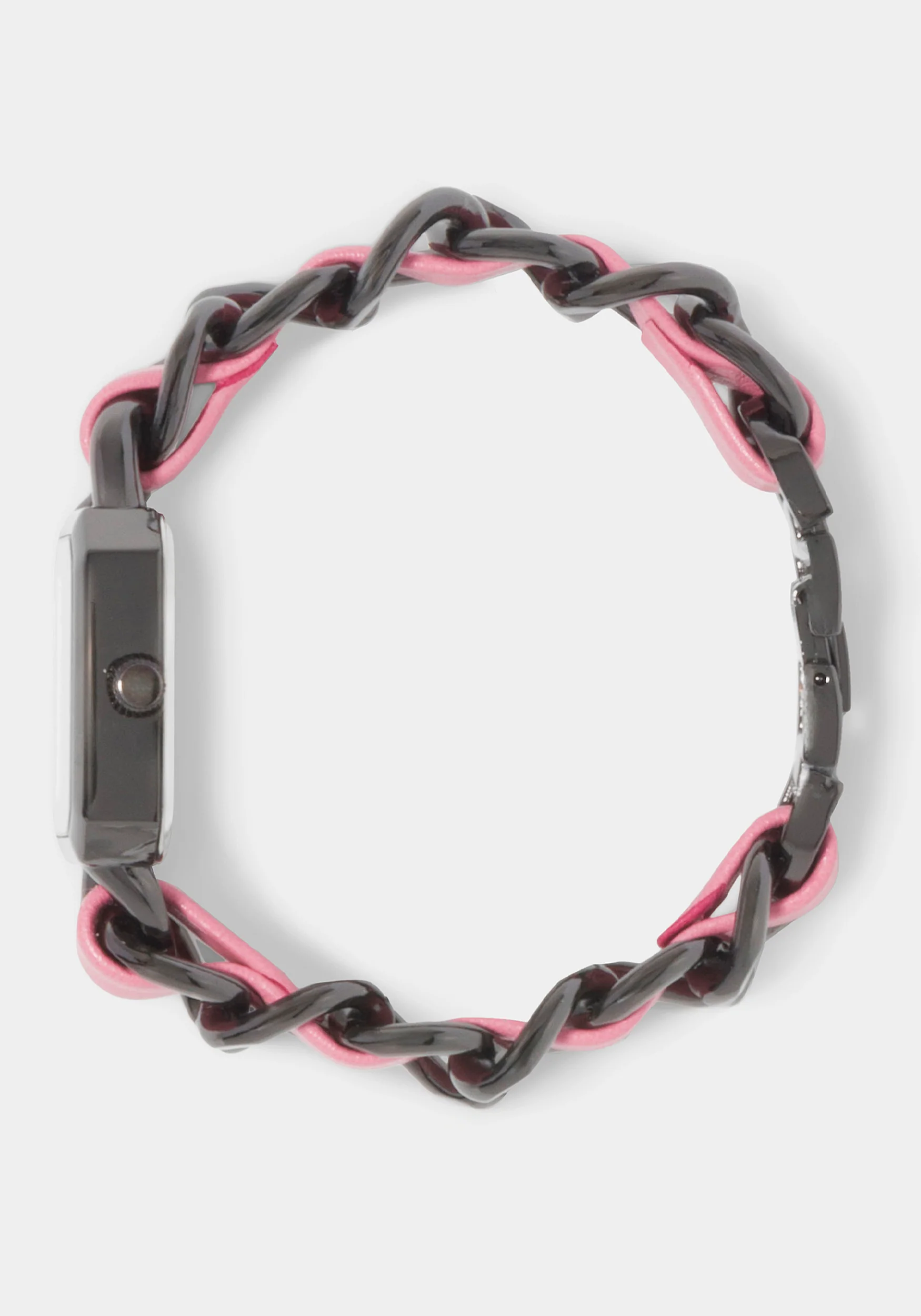 Pink Strap and Gun Metal Chain Link Bracelet Watch - Image 3