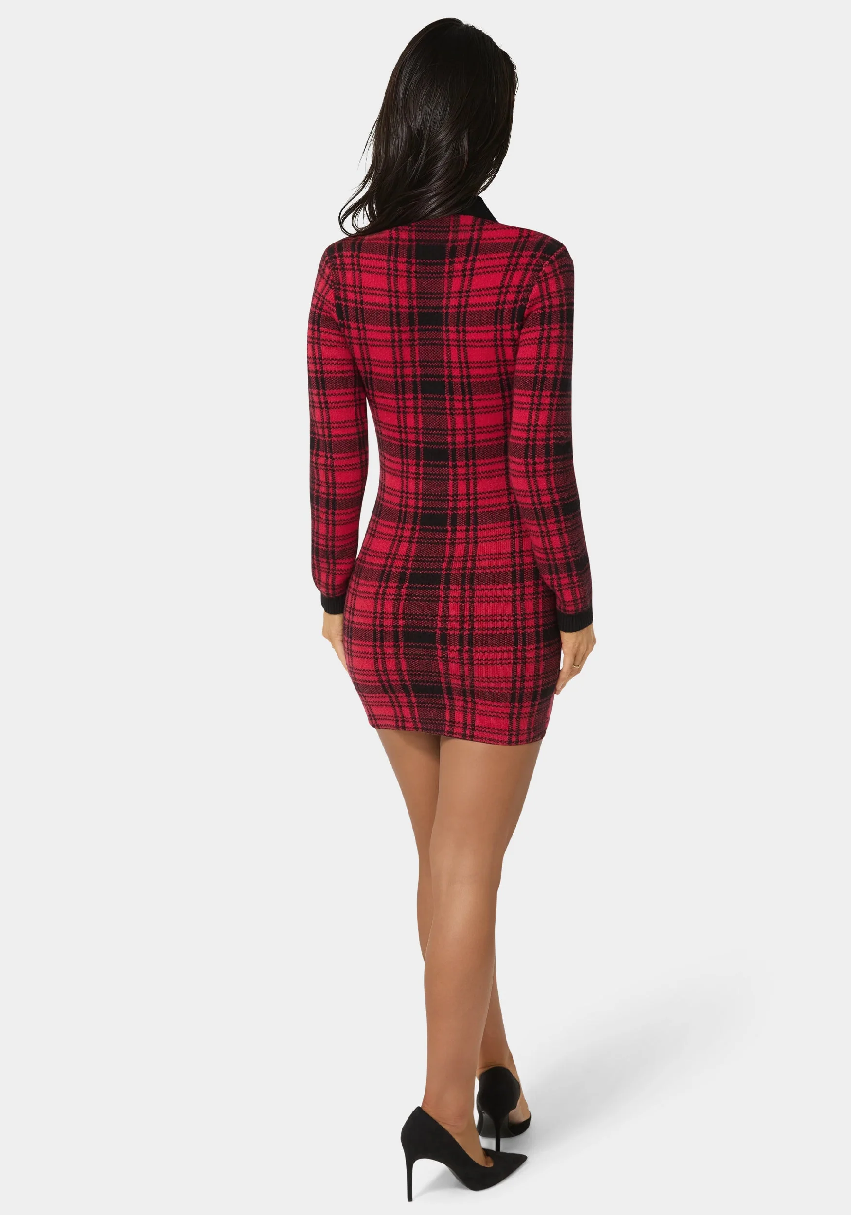 Plaid Faux Cardi Dress - Image 3