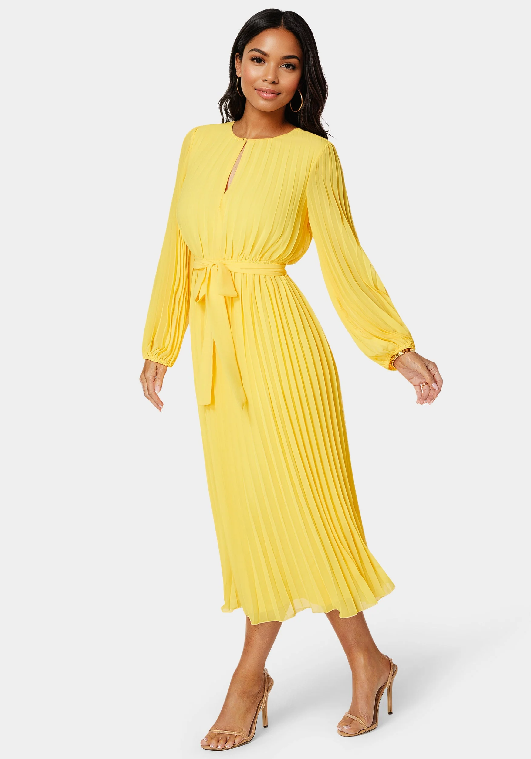 Pleated Gown With Long Sleeves - Image 2
