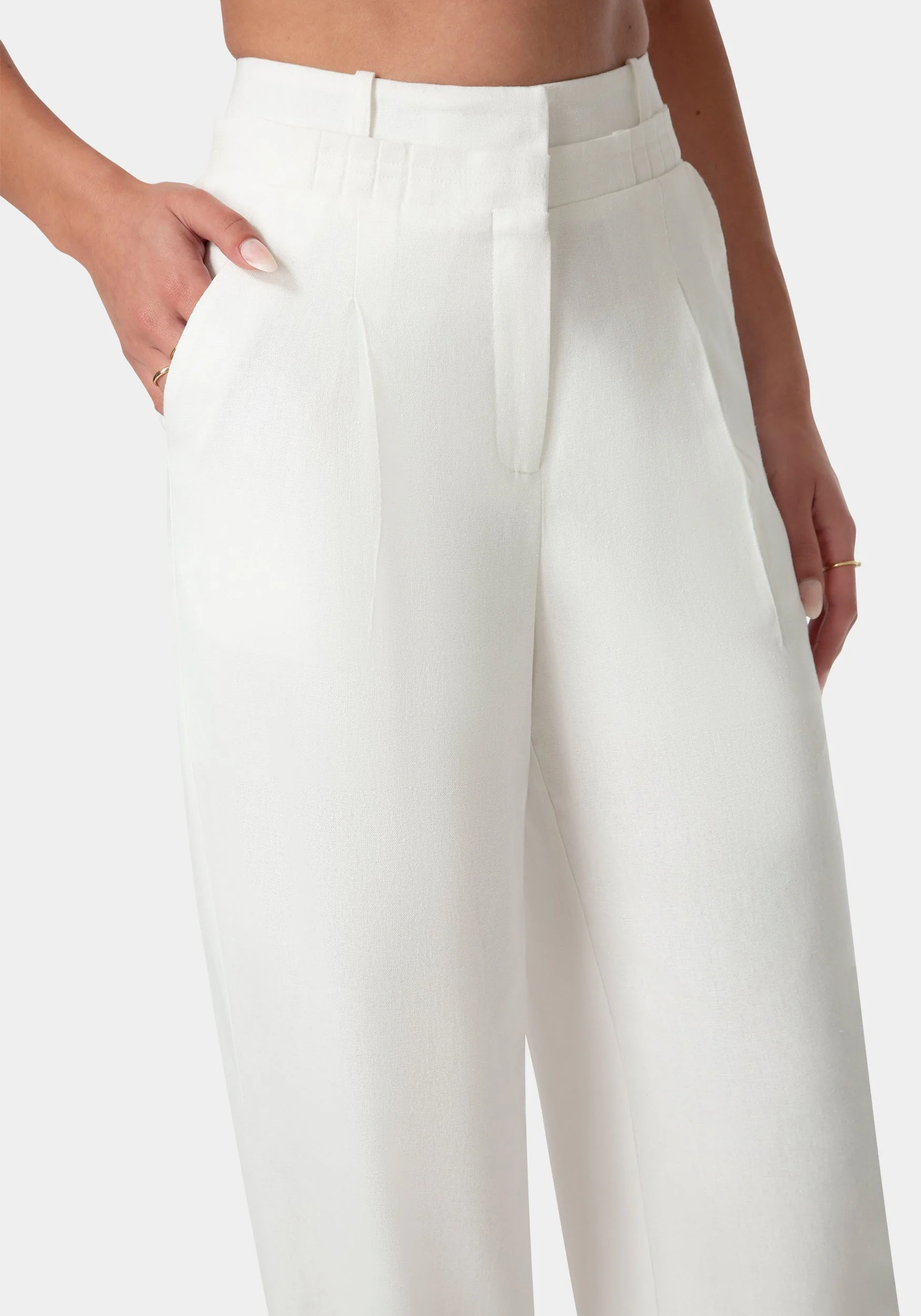 Pleated Linen Wide Leg Pant - Image 4