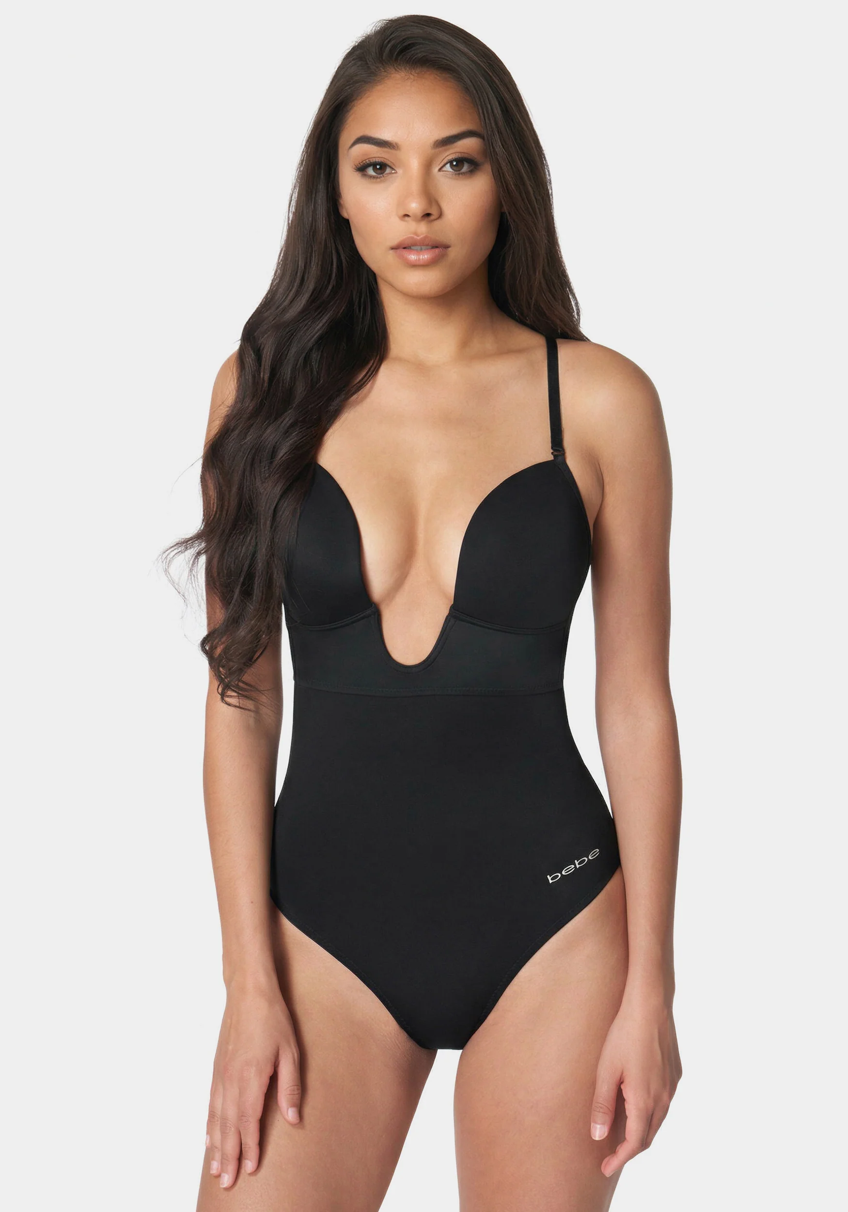 Extreme Plunge Microfiber Shaping Bodysuit