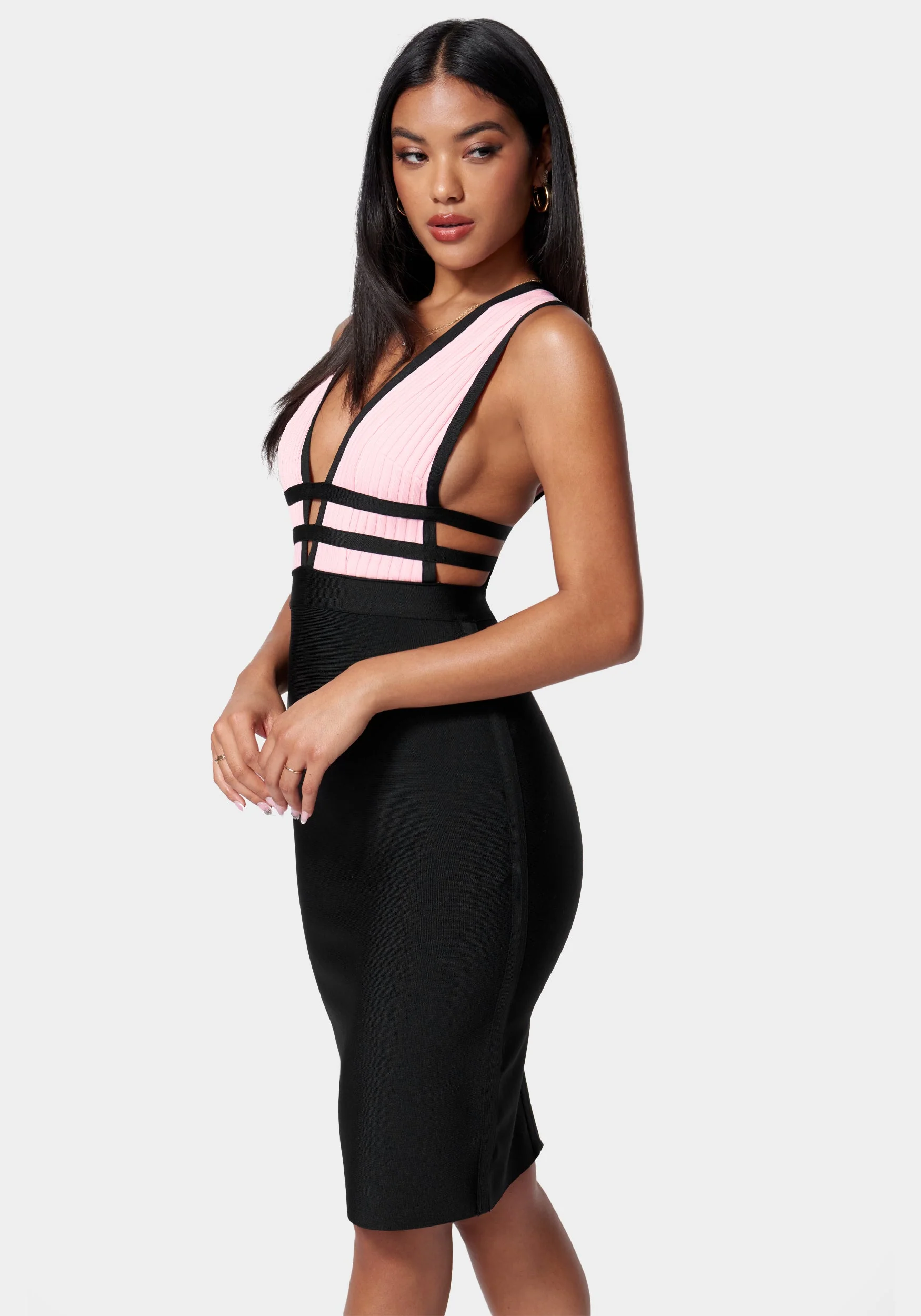 Plunge Neck Bandage Dress - Image 2