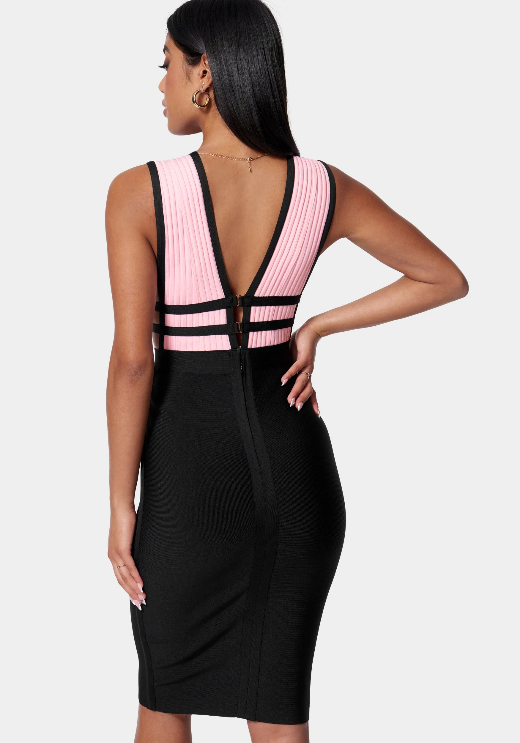 Plunge Neck Bandage Dress - Image 3