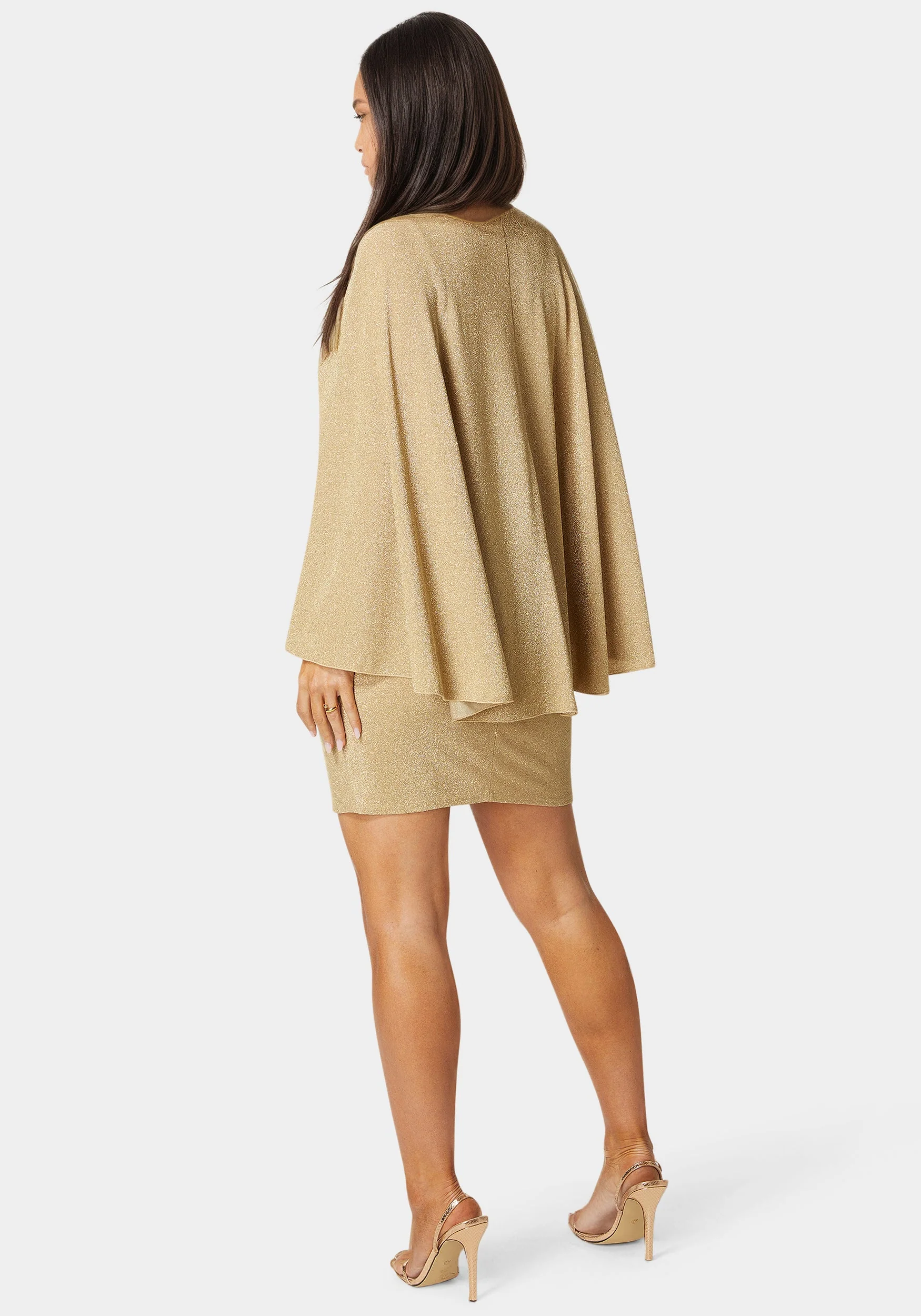 Plunge Neck Drama Cape Dress - Image 4