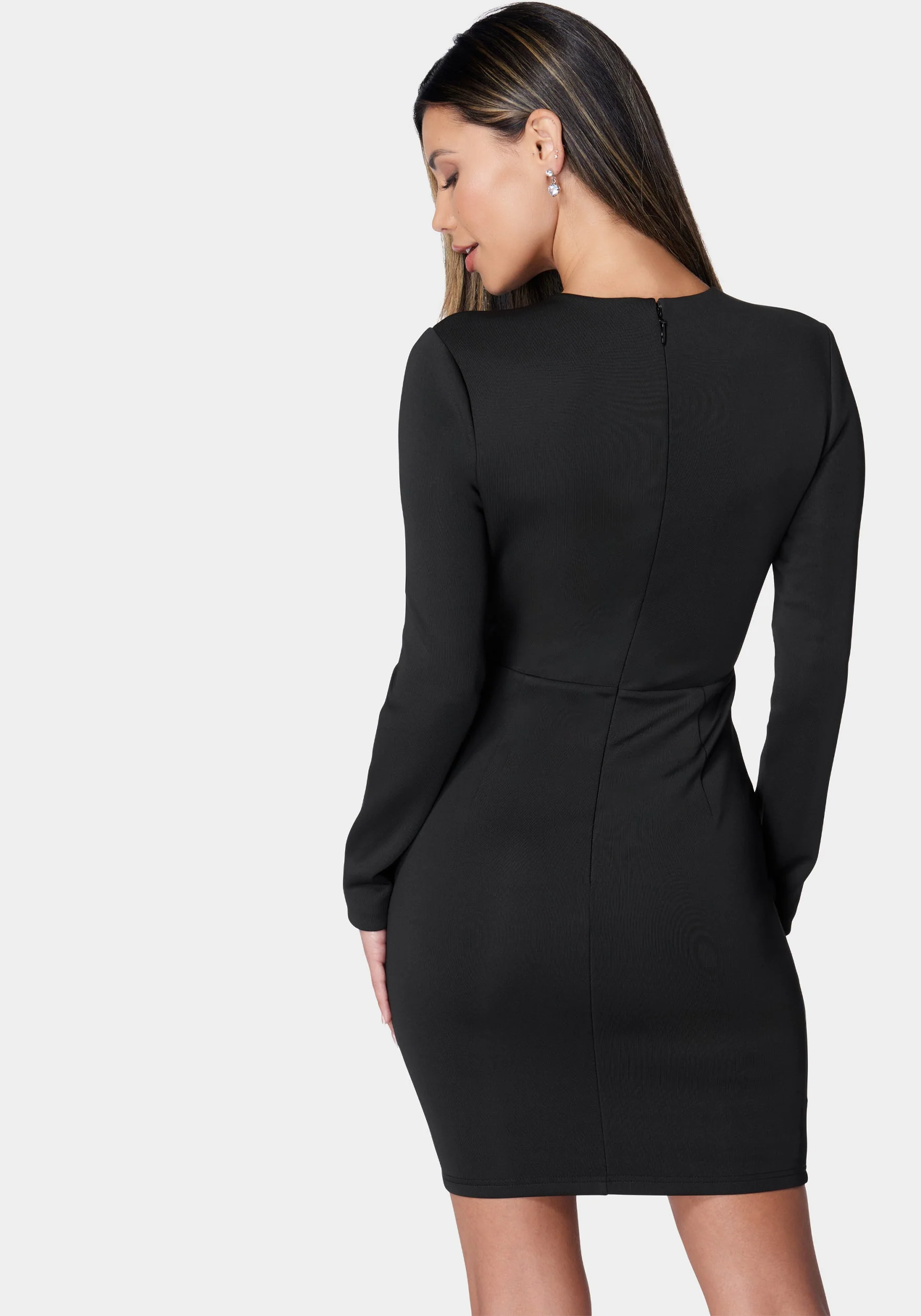 Plunge Neck Illusion Knit Dress - Image 3