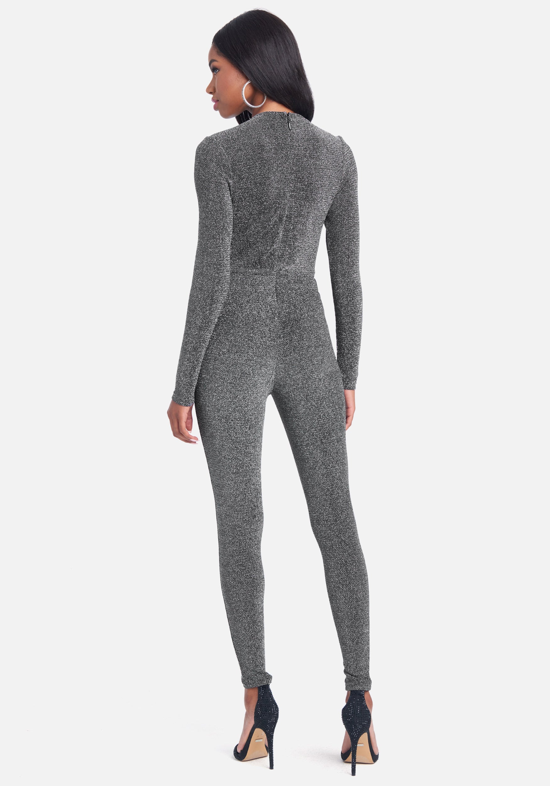 Plunge Neck Sparkle Catsuit - Image 3