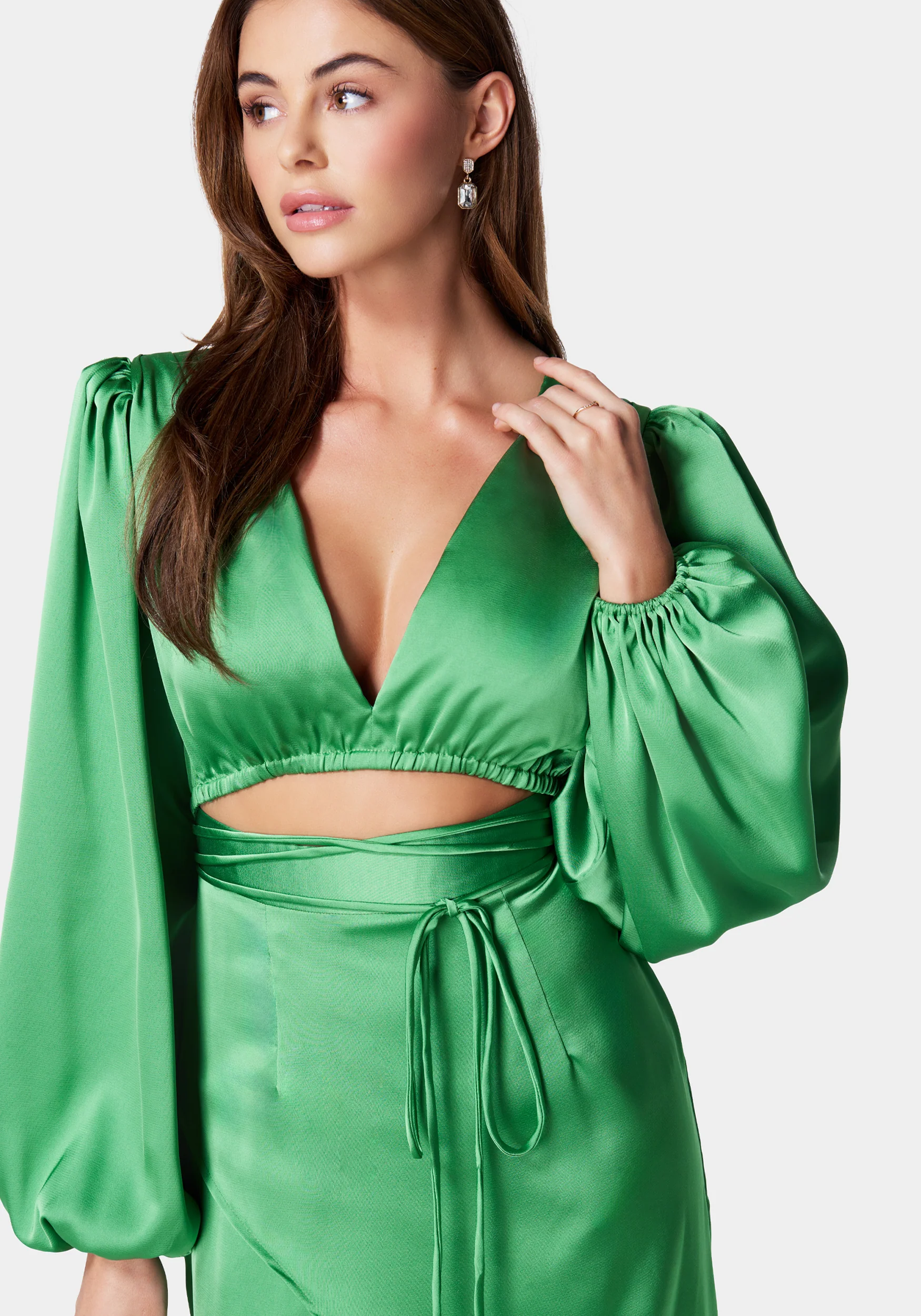 Plunge Neck Tie Front Cutout Dress - Image 4