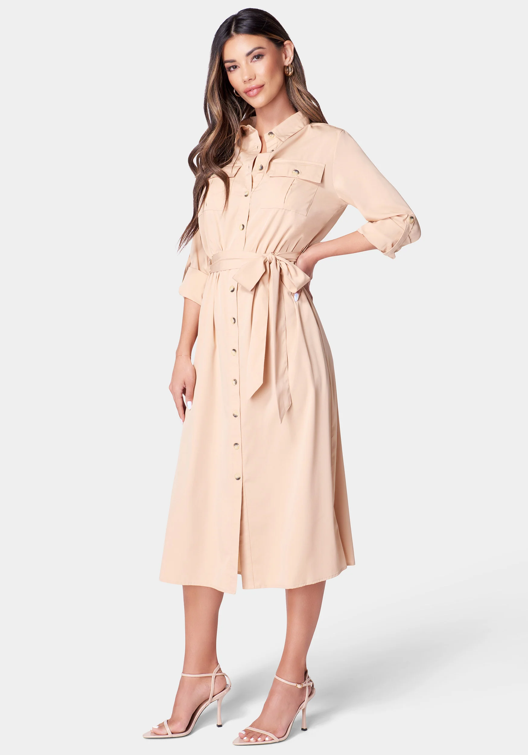 Poly Crepe Button Dress - Image 2