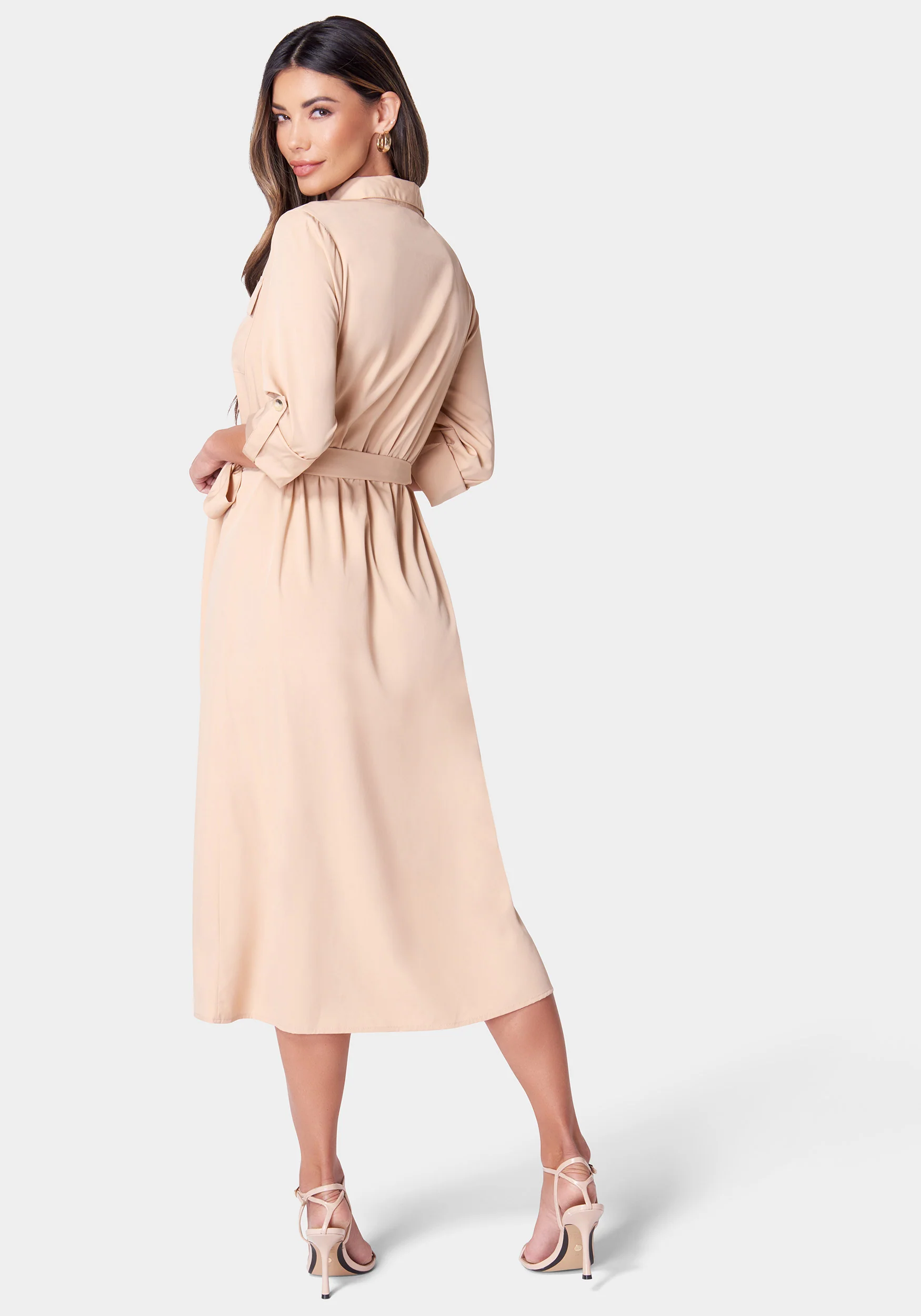 Poly Crepe Button Dress - Image 3