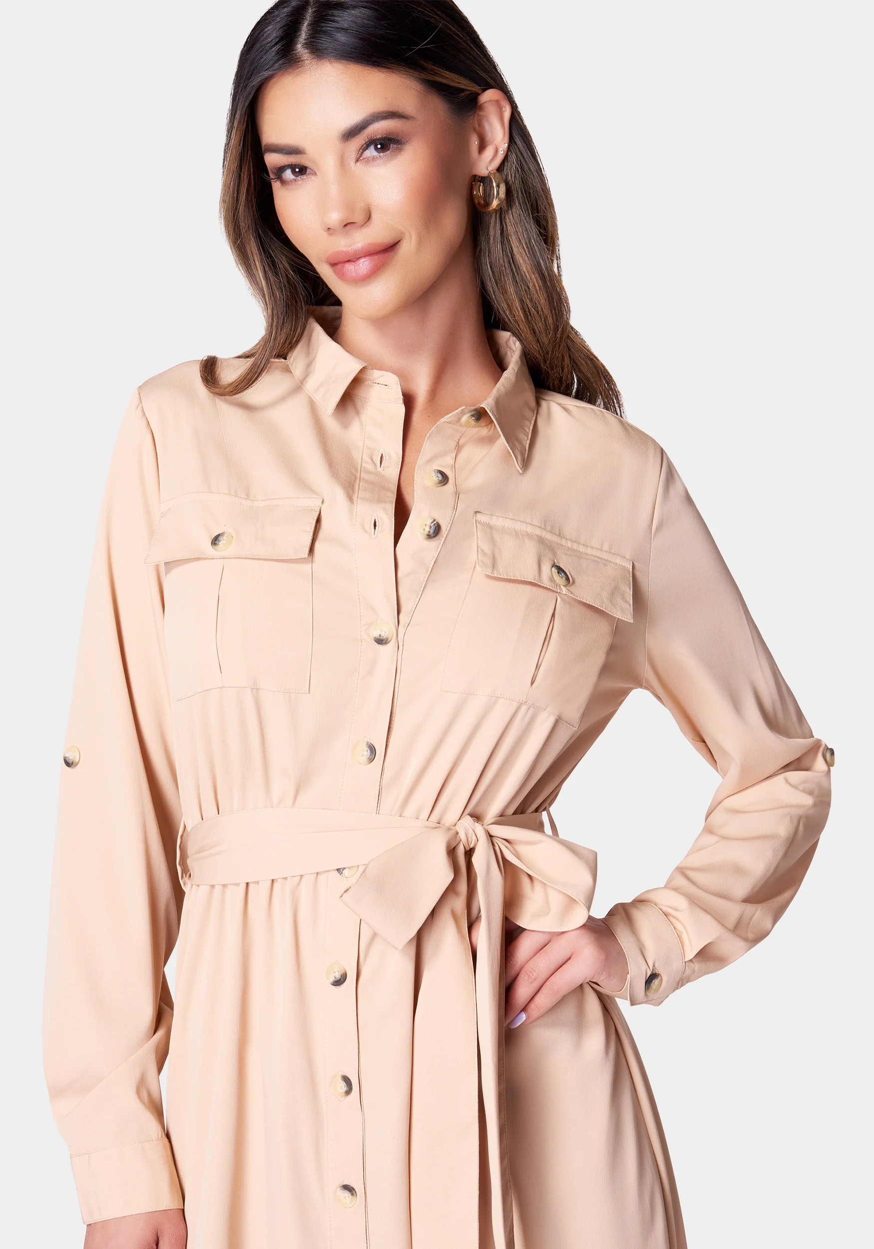 Poly Crepe Button Dress - Image 4