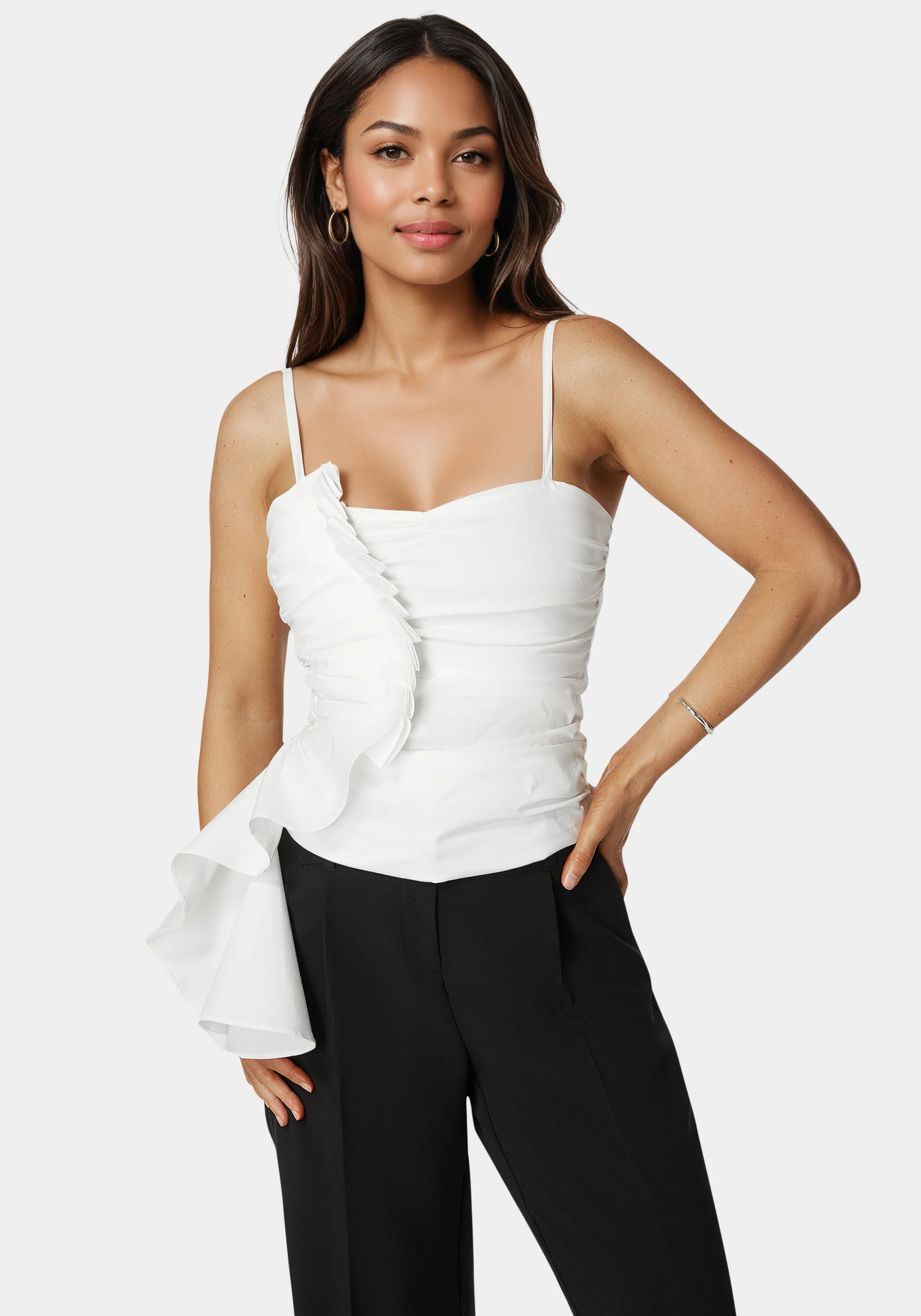 Poplin Asymmetric Ruffle Top - Image 3