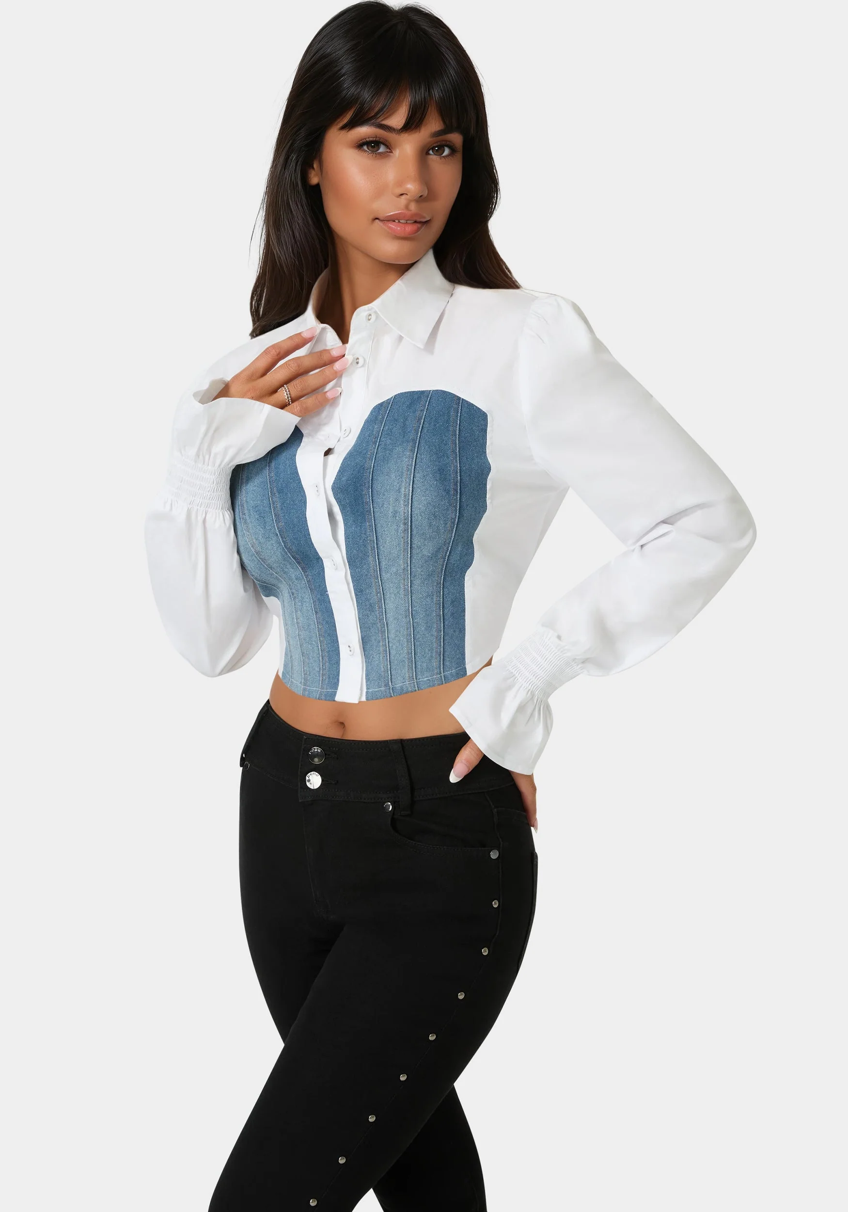Poplin Denim Top - Image 2
