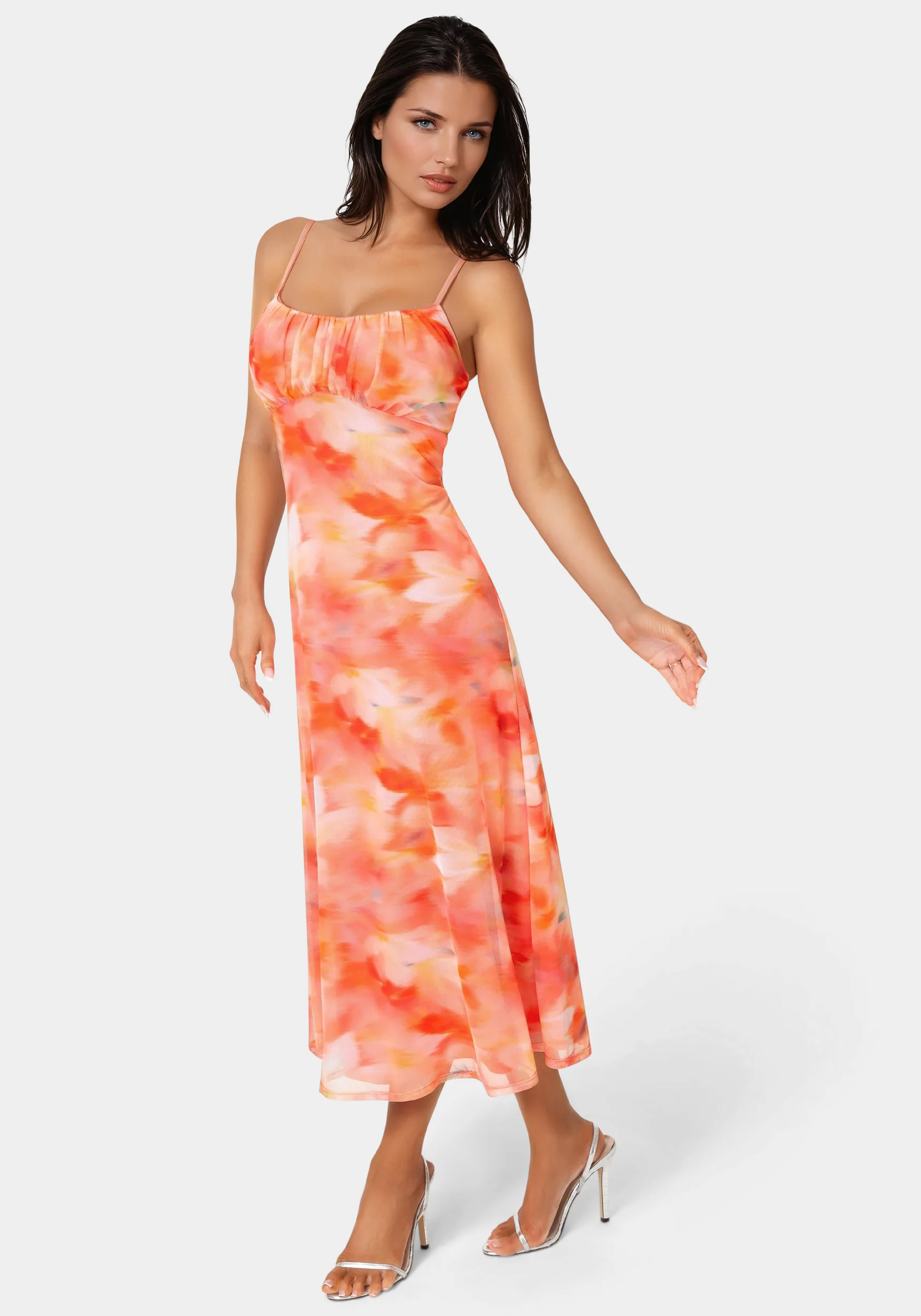 Powermesh Marble Shirred Bust A-Line Dress - Image 2