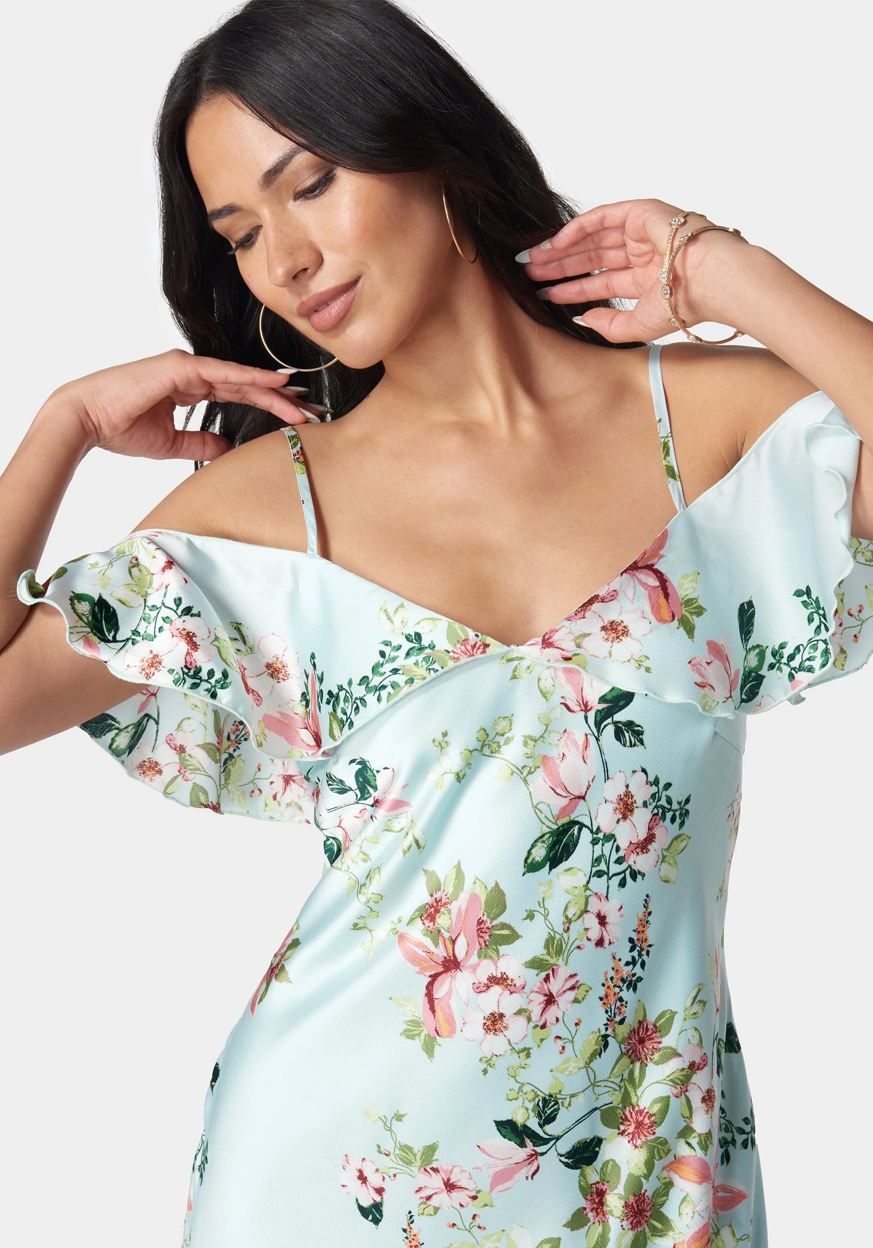 Printed Bubble Satin Mini Dress - Image 4