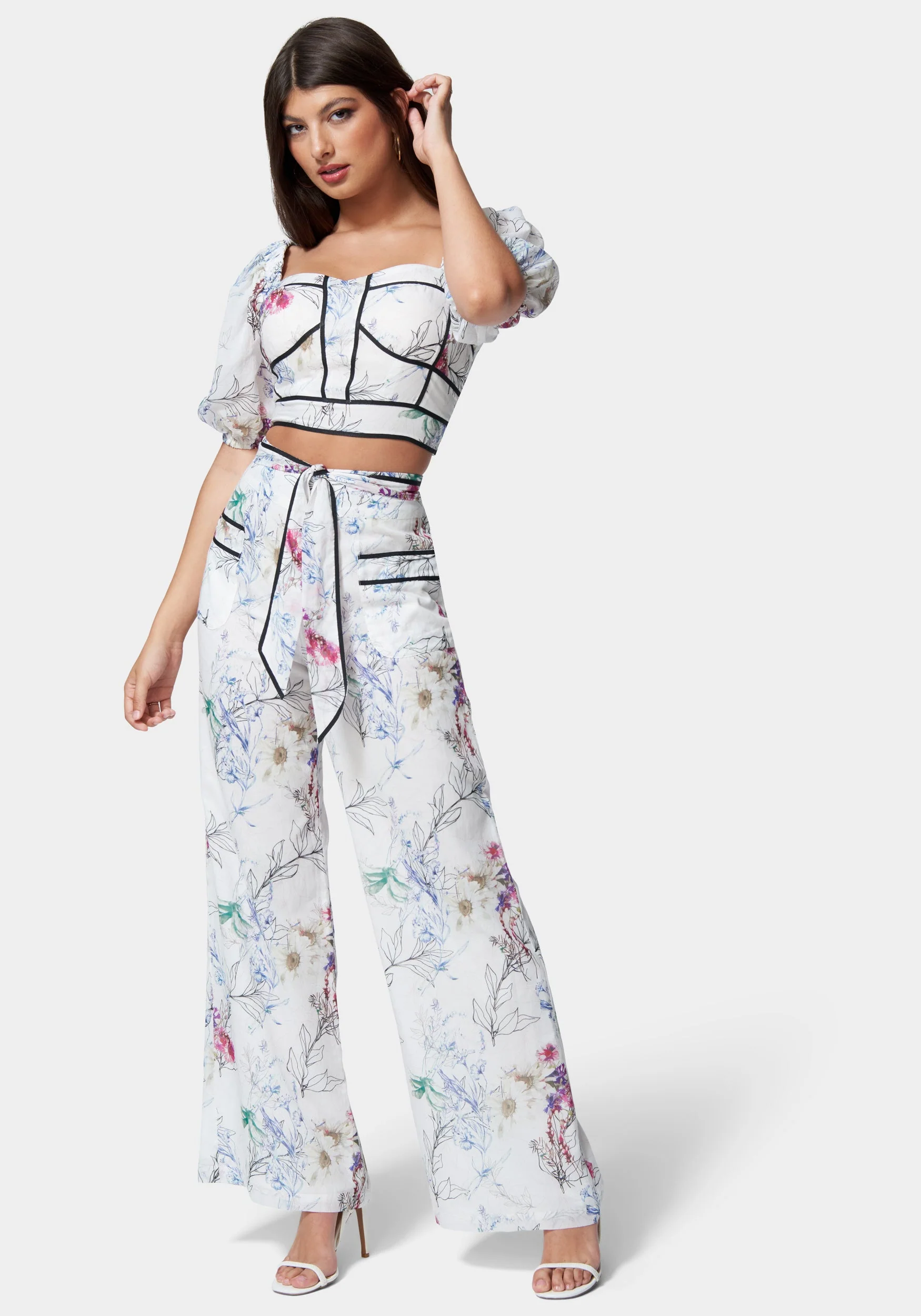 Printed Bustier With Contrast Taping - Image 2