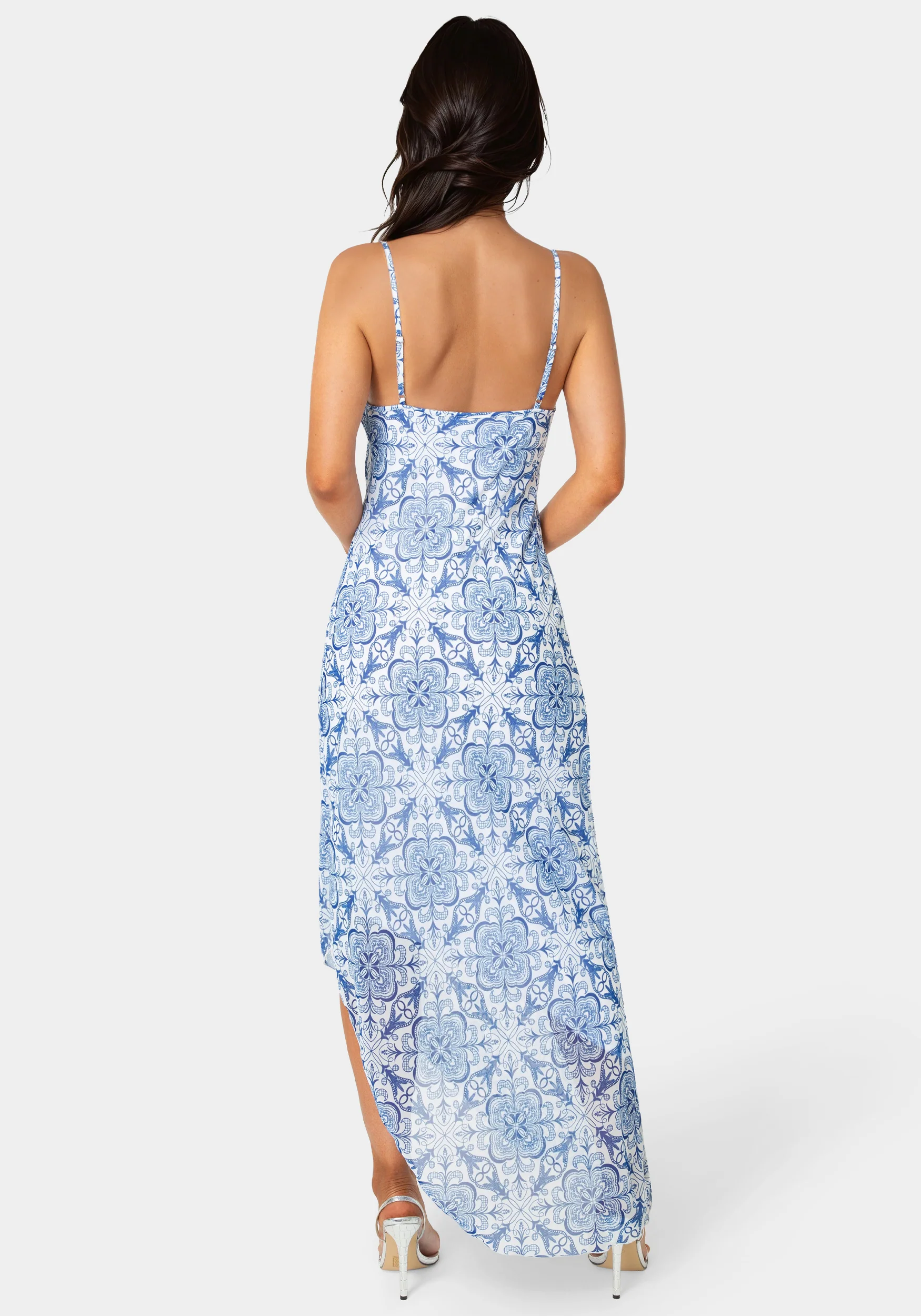 Printed Chiffon Cowl Assy Maxi Dress - Image 3