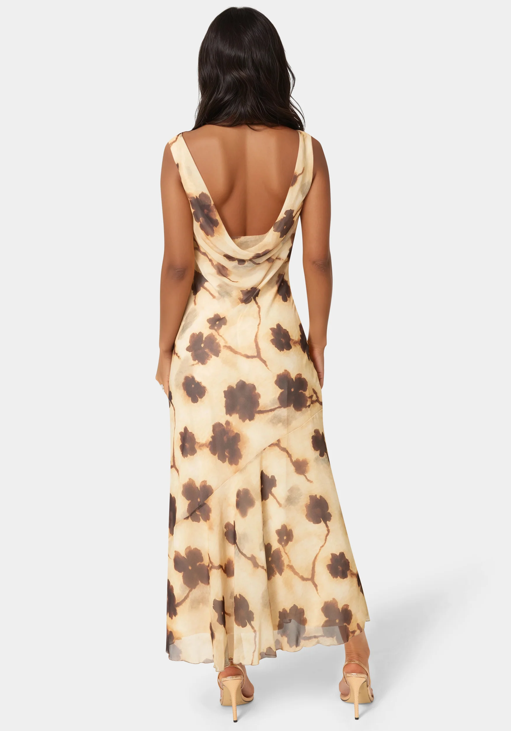 Printed Chiffon Cowl Maxi Dress - Image 3
