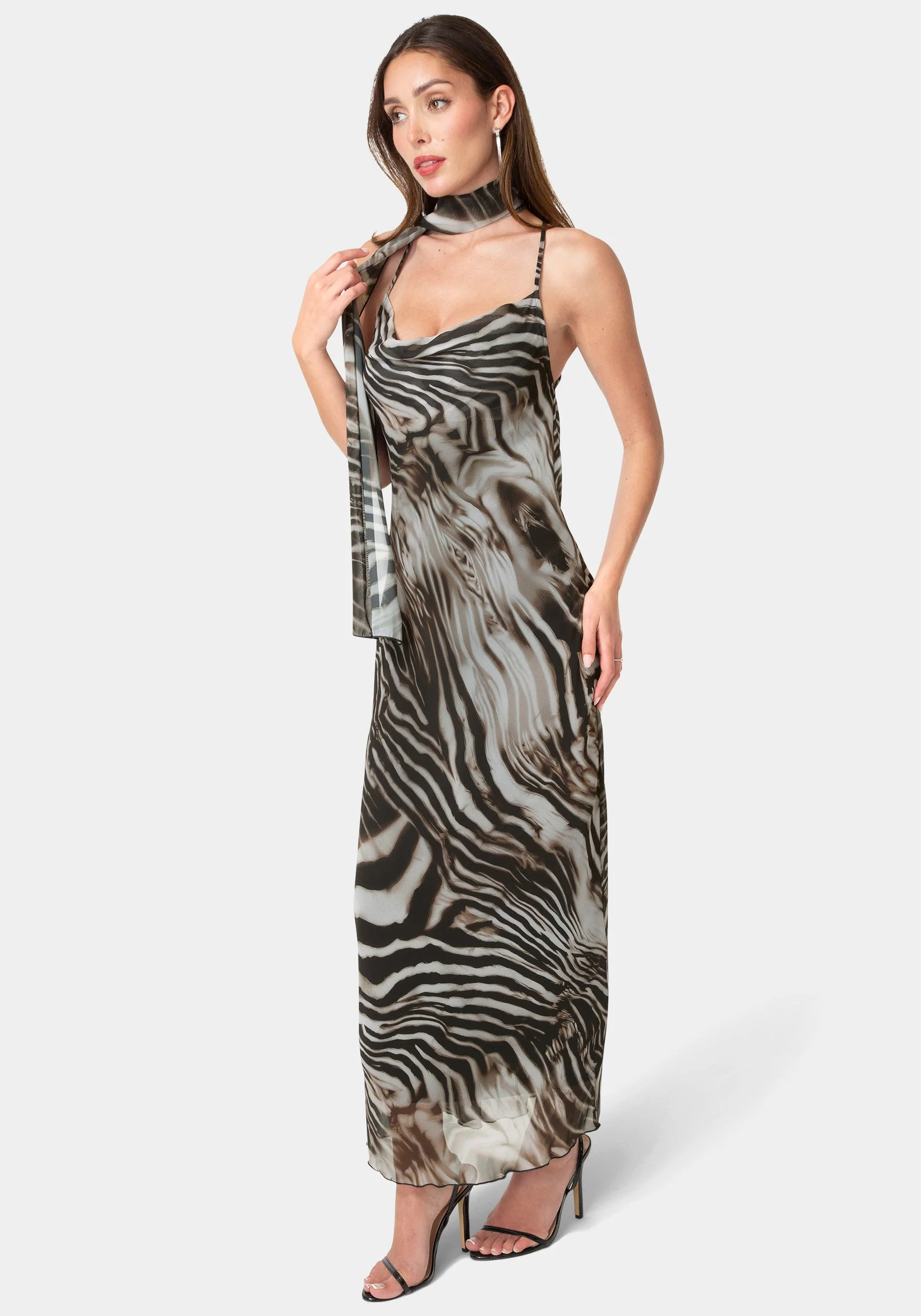 Printed Chiffon Cowl Maxi Dress - Image 2