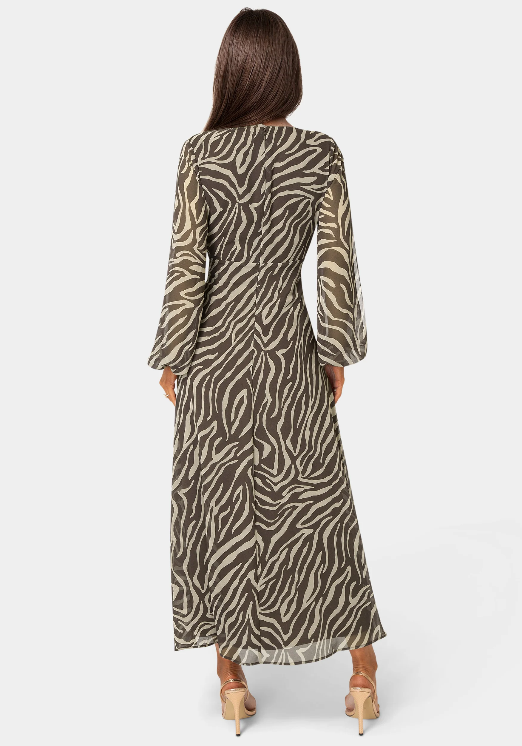 Printed Chiffon Tie Front Maxi Dress - Image 3