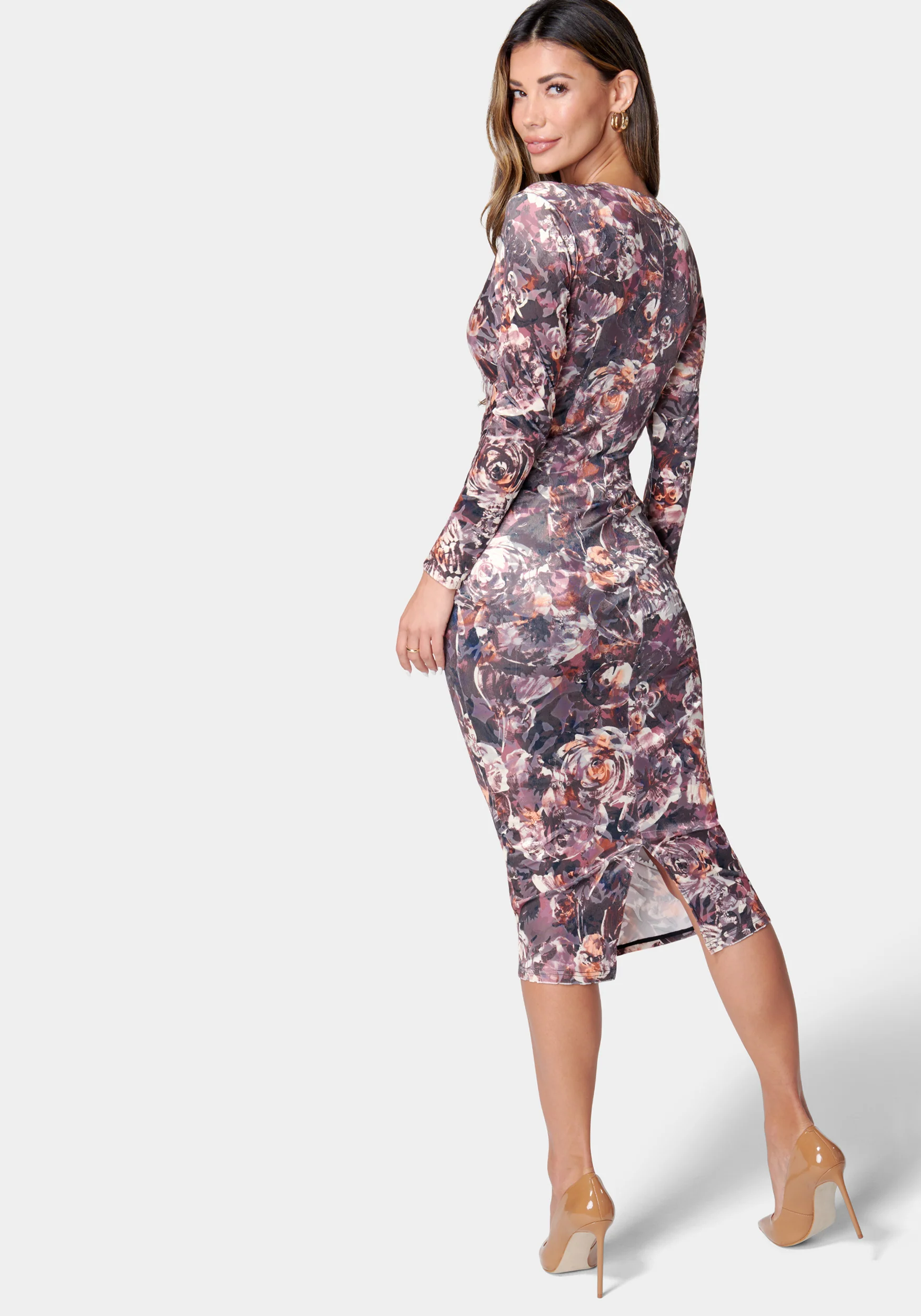 Printed Cinched Waist Midi Dress - Image 2