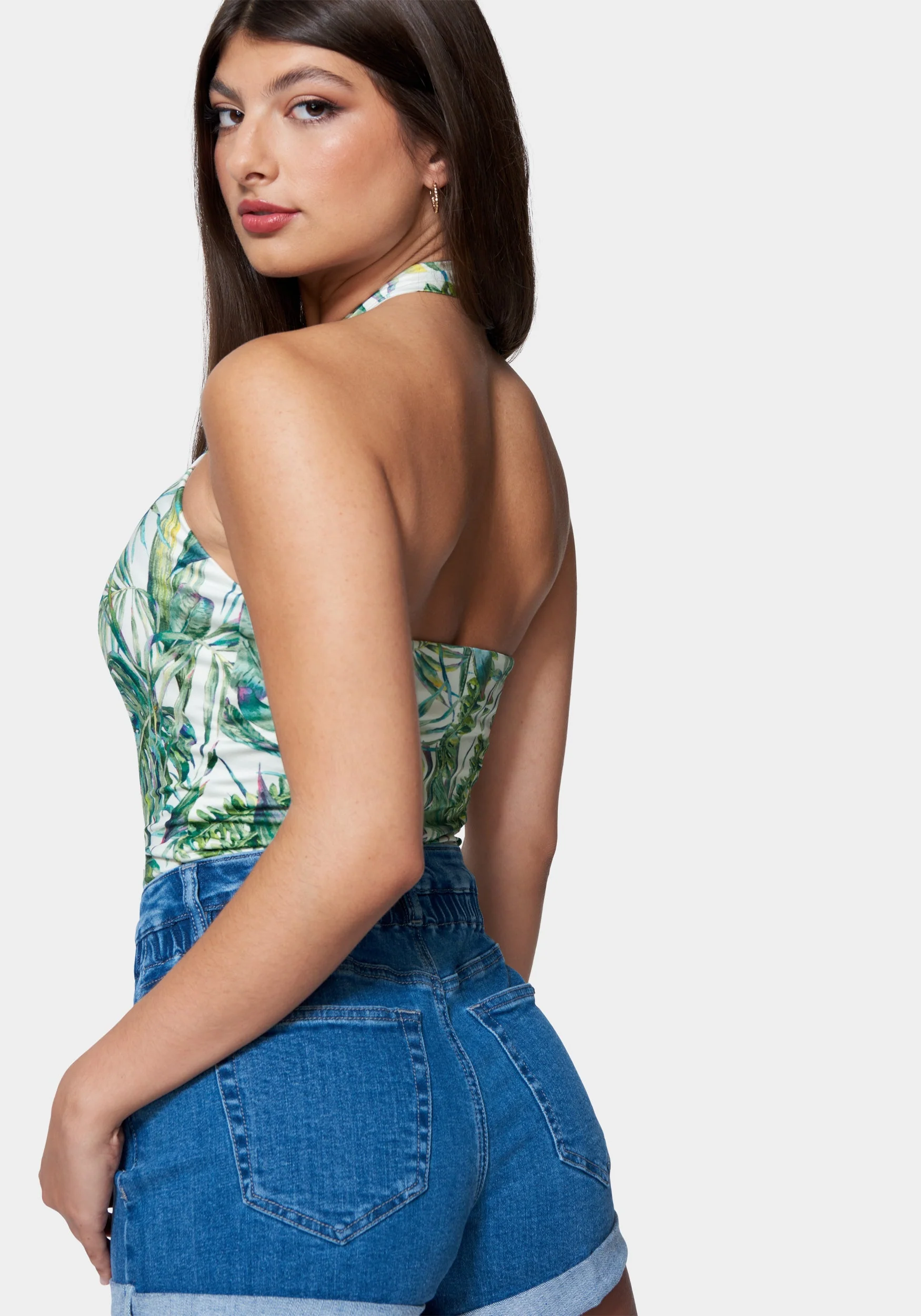Printed Coated Knit Halter Top - Image 3