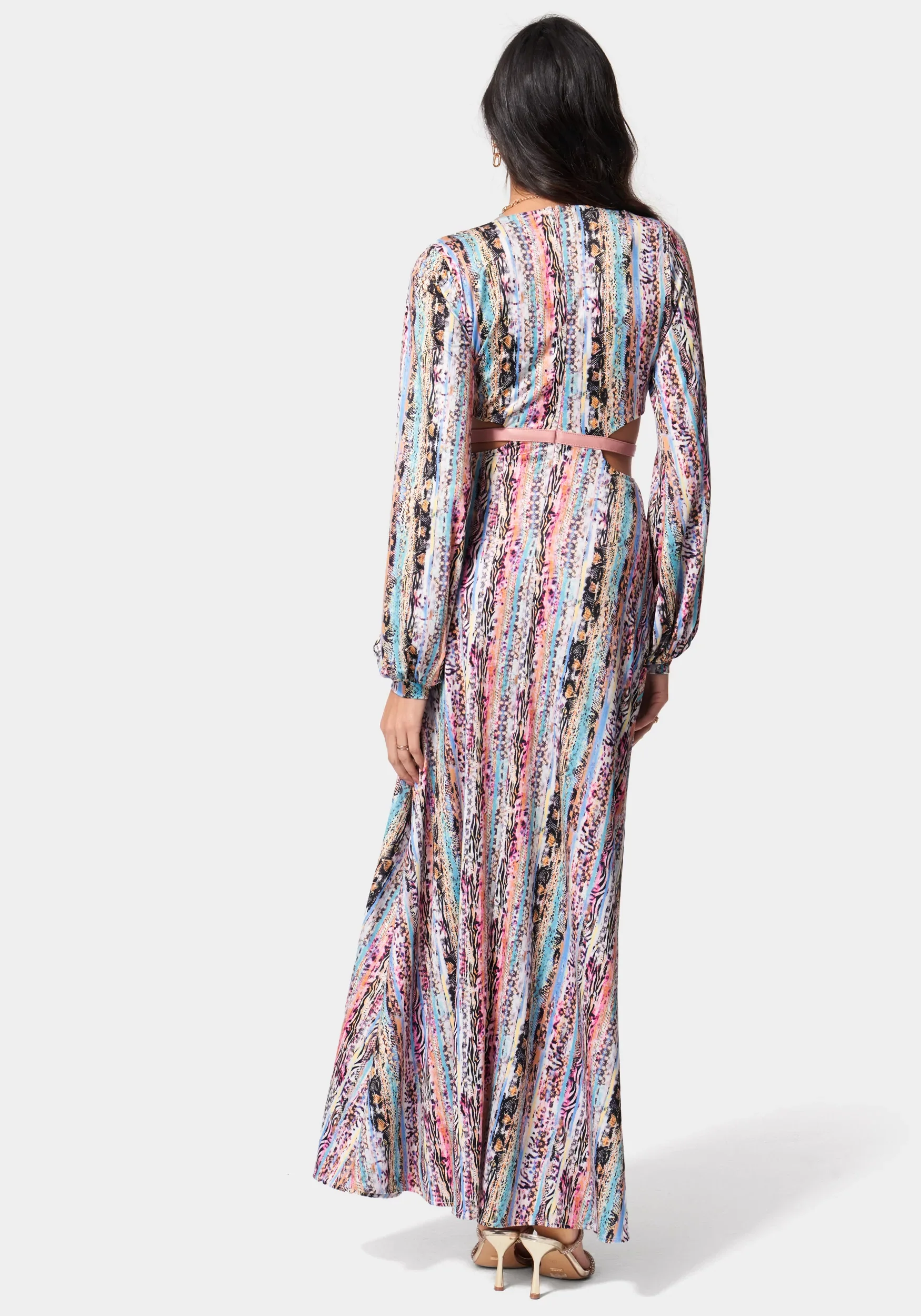 Printed Knit Deep V Maxi - Image 3