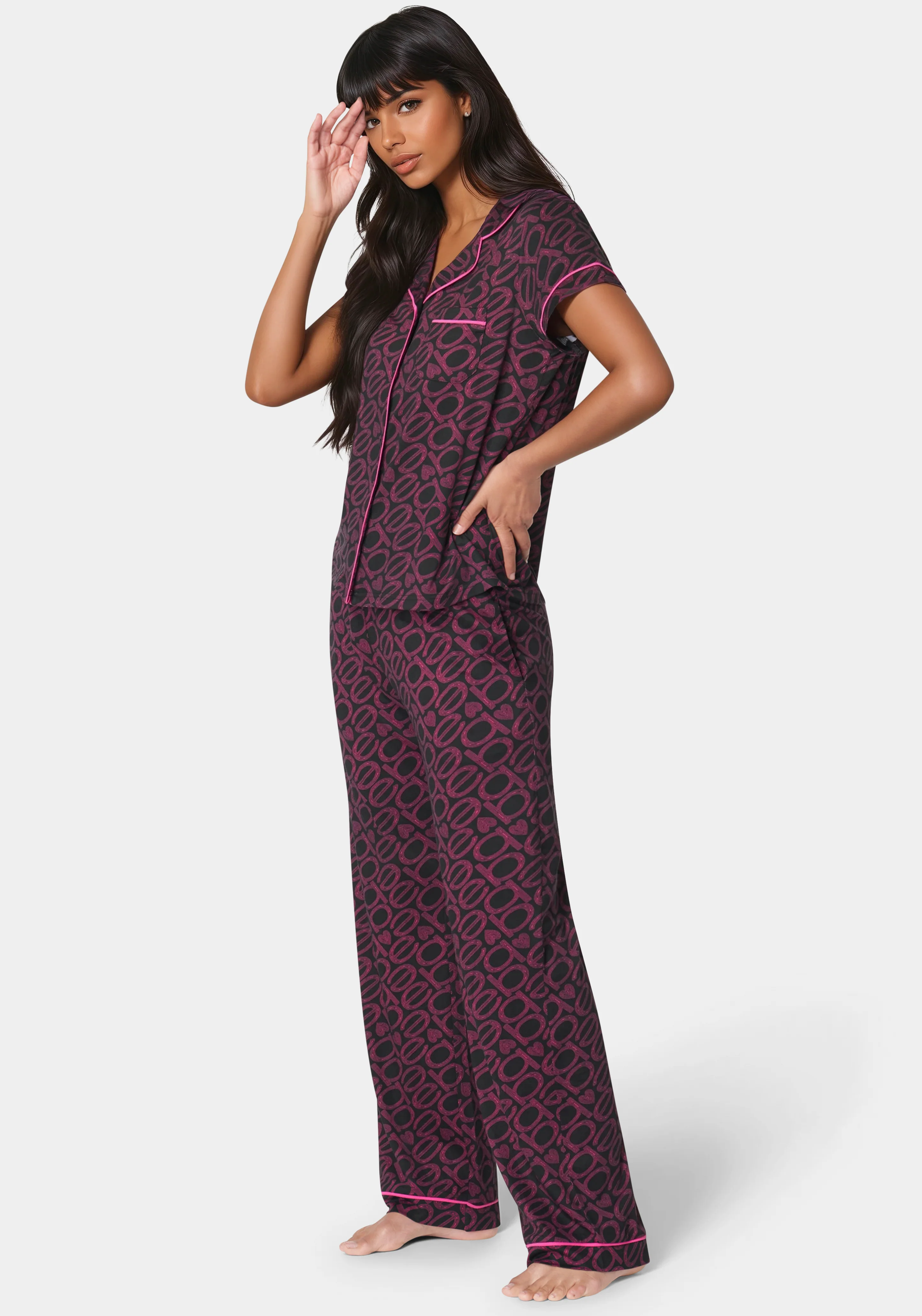 Printed Notch Collar Pant Set - Image 2