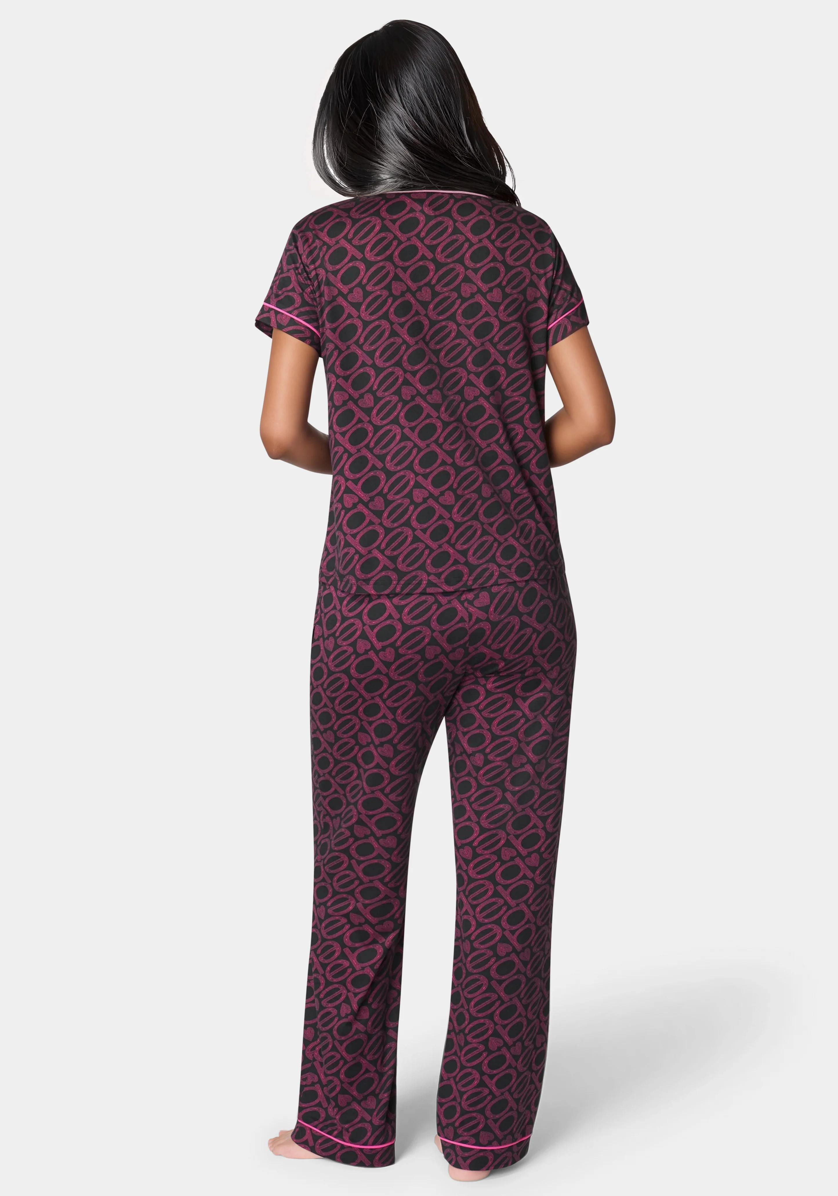 Printed Notch Collar Pant Set - Image 3