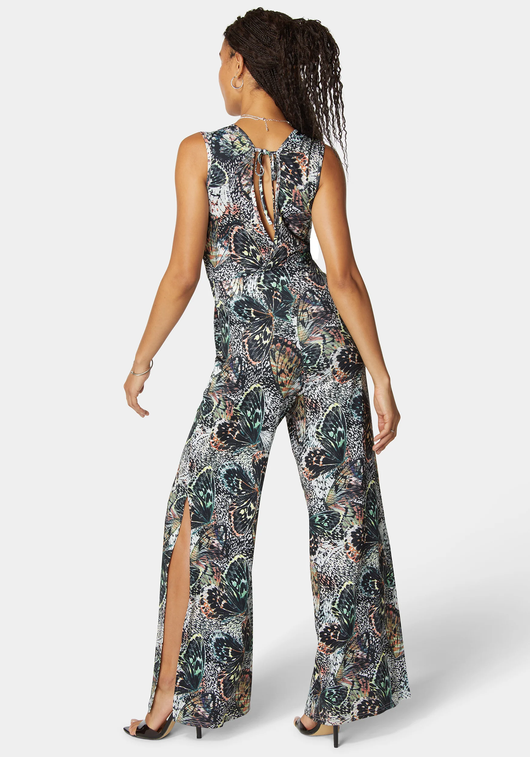 Printed Plunge Neck Jumpsuit - Image 3