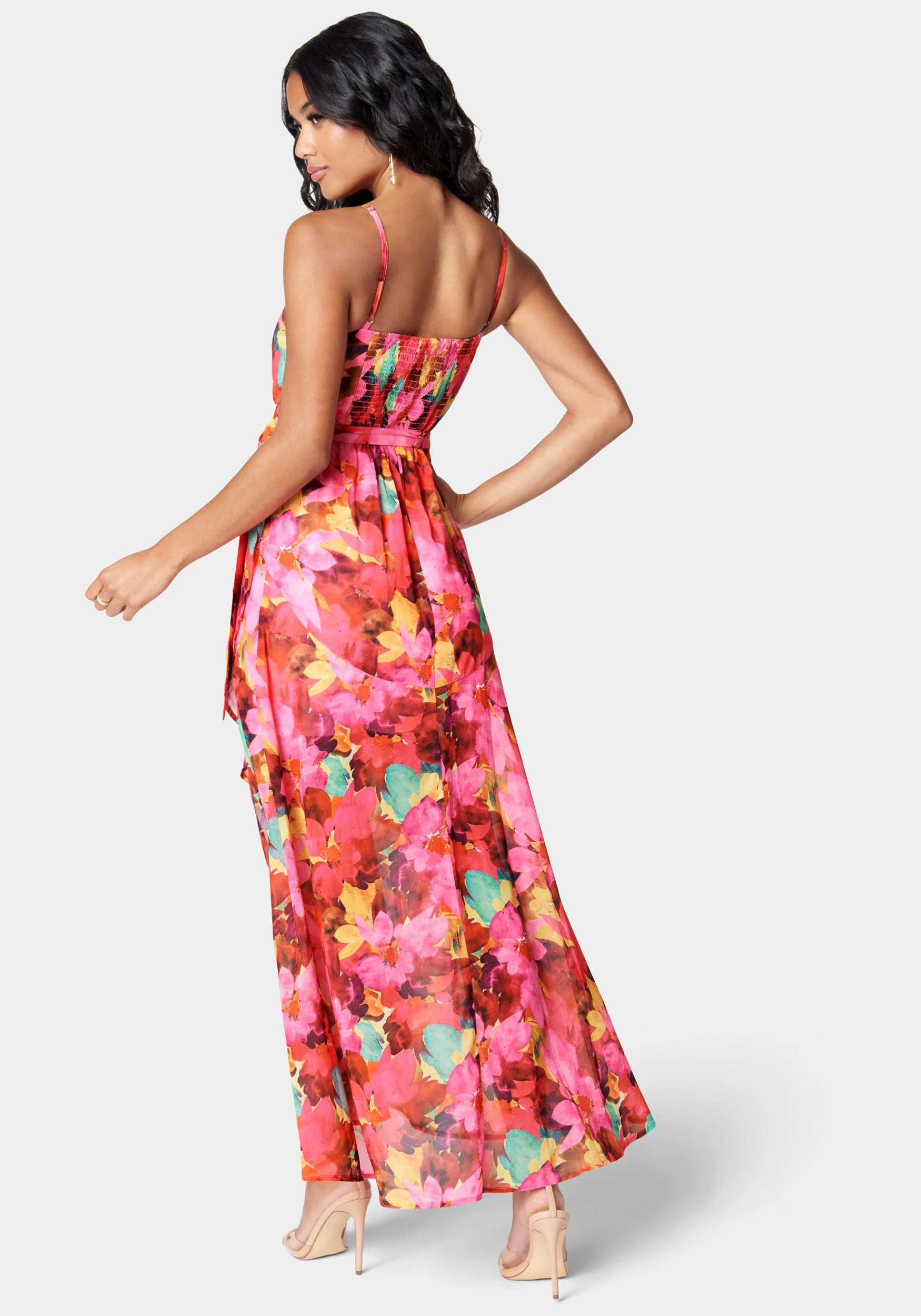 Printed Ruffle Wrap Dress - Image 3