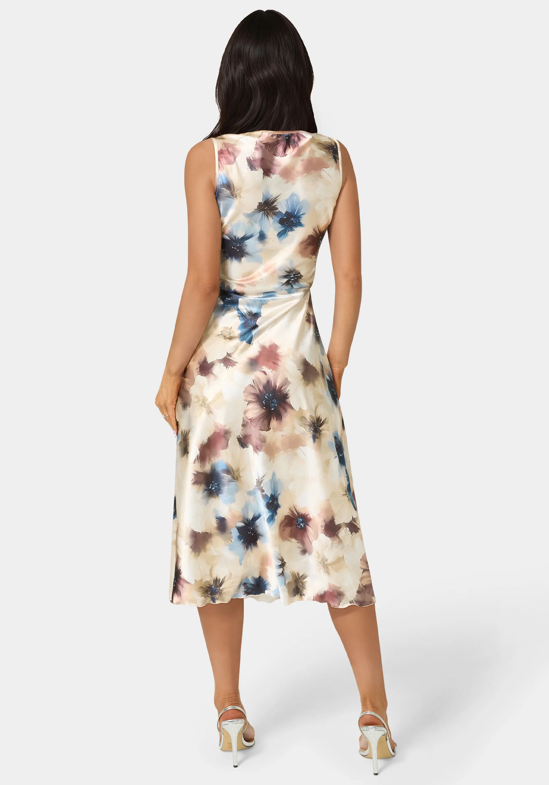 Printed Satin Cowl Maxi Dress - Image 4