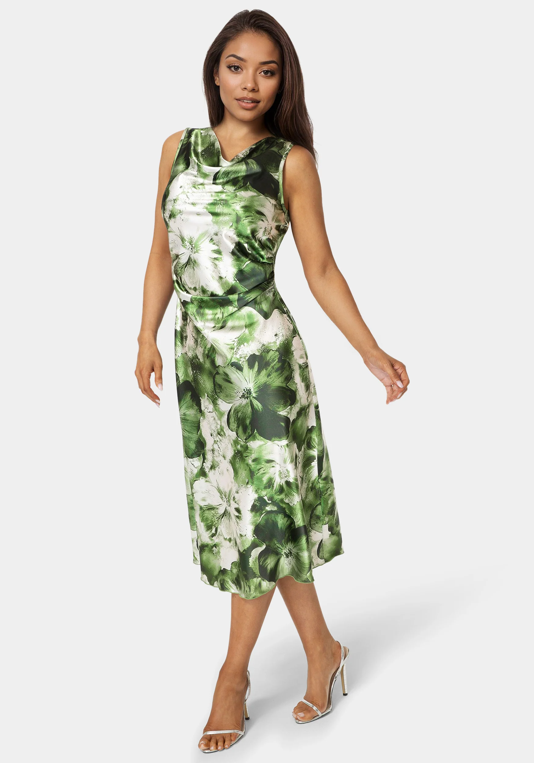 Printed Satin Cowl Maxi Dress - Image 2