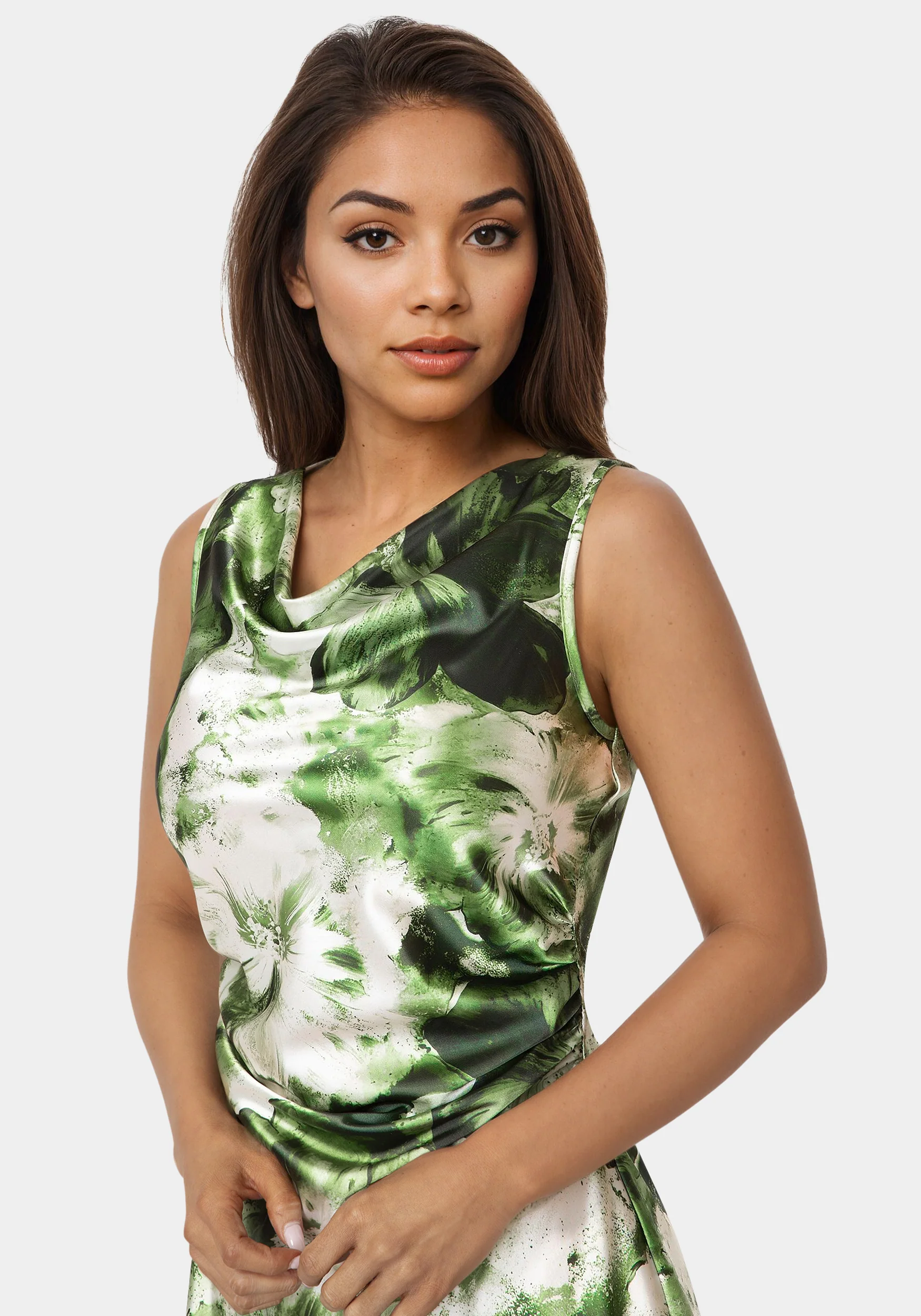 Printed Satin Cowl Maxi Dress - Image 4
