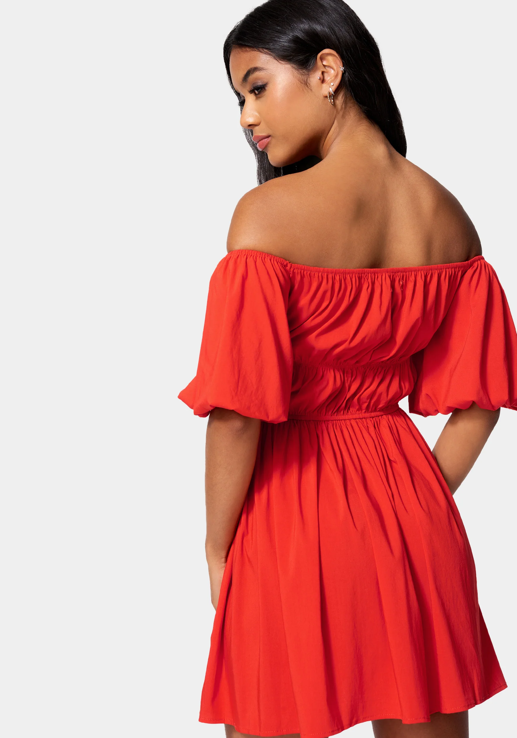 Puff Sleeve Tiered Poplin Flare - Image 3